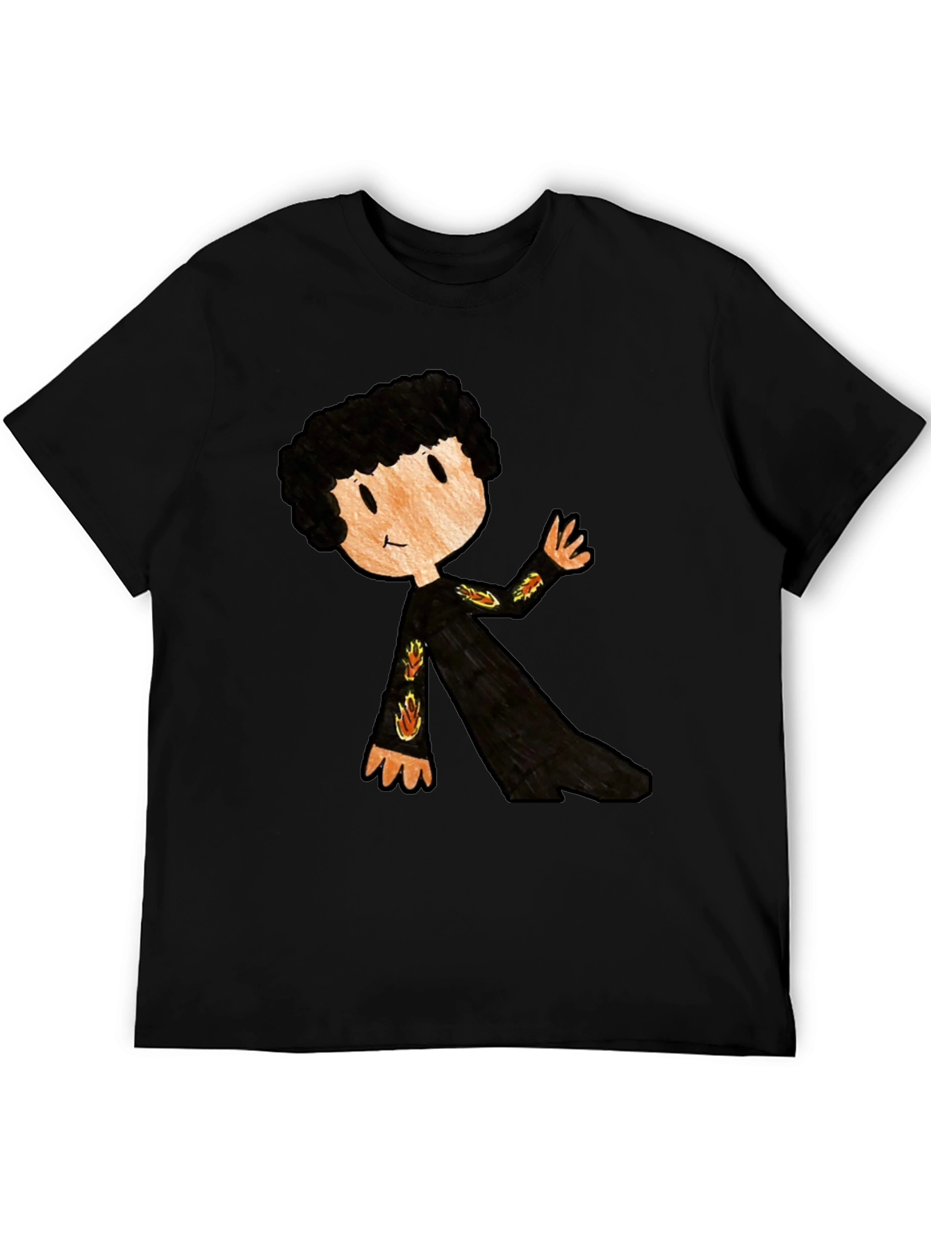 Black Cartoon Character Black T-Shirt view 5