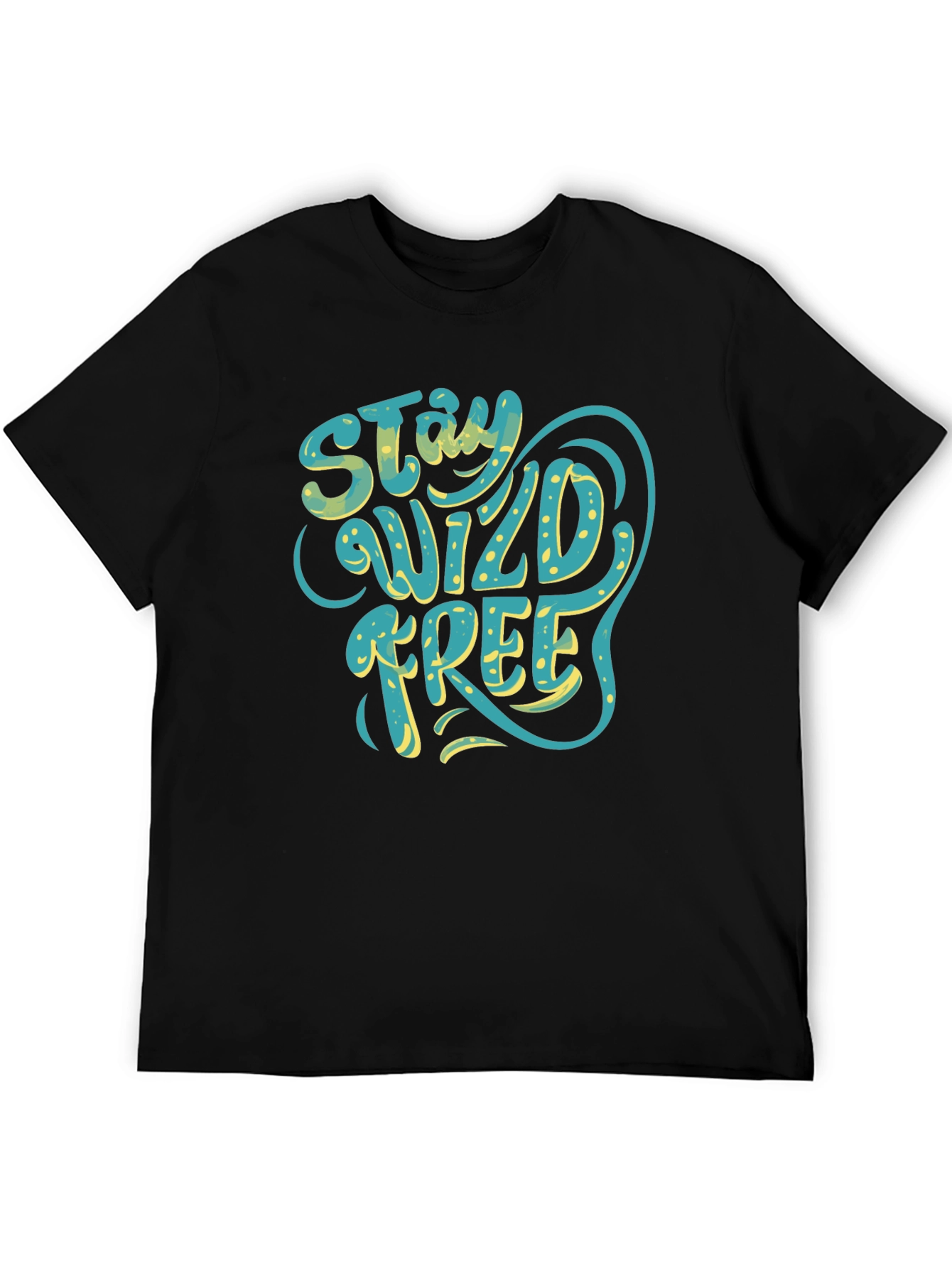 Black Stay Wild Free Graphic Tee - Black Cotton T-Shirt view 5
