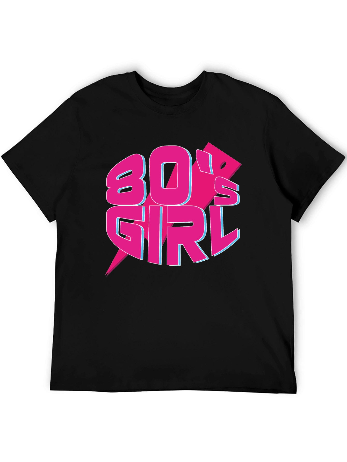 Black 80's Girl Retro T-Shirt view 5