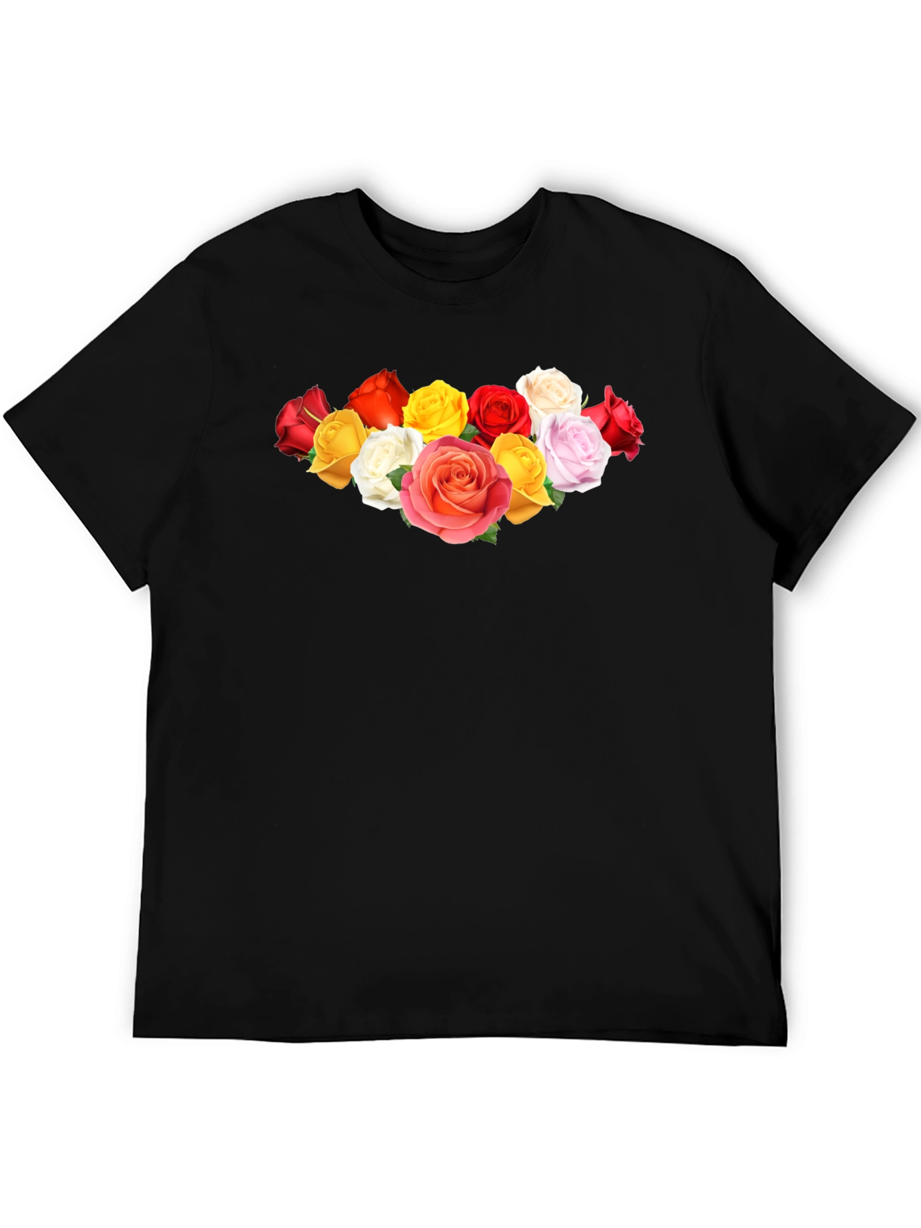Black Floral Rose Graphic Black Tee view 5