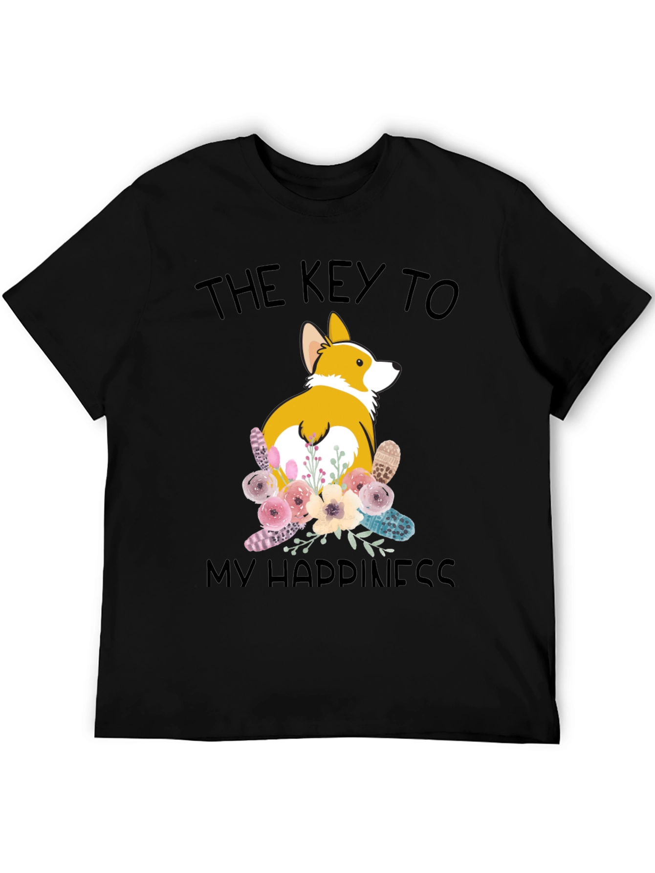 Black Corgi Happiness T-Shirt view 5