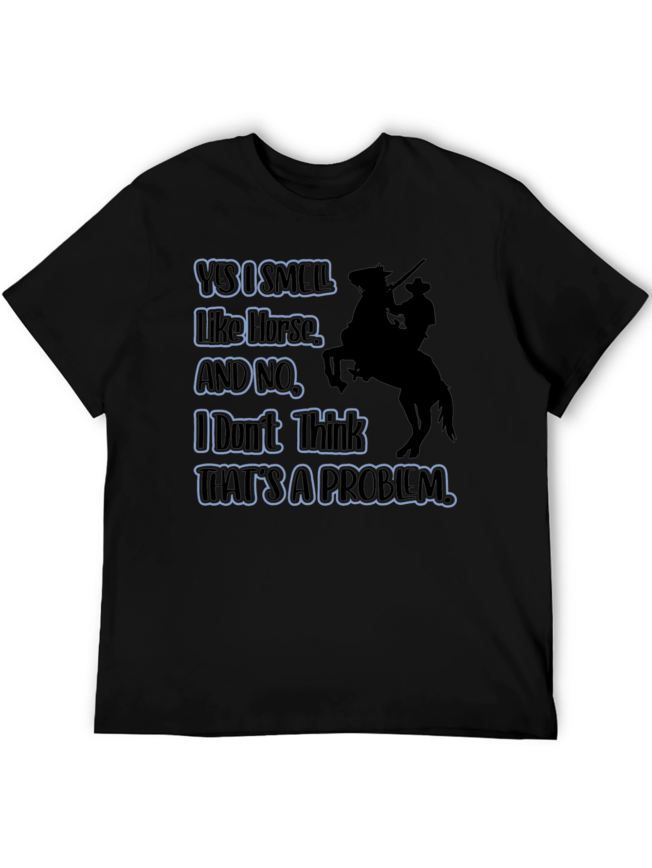 Black Humorous "Yes I Smell Like Horse" Graphic T-Shirt view 5