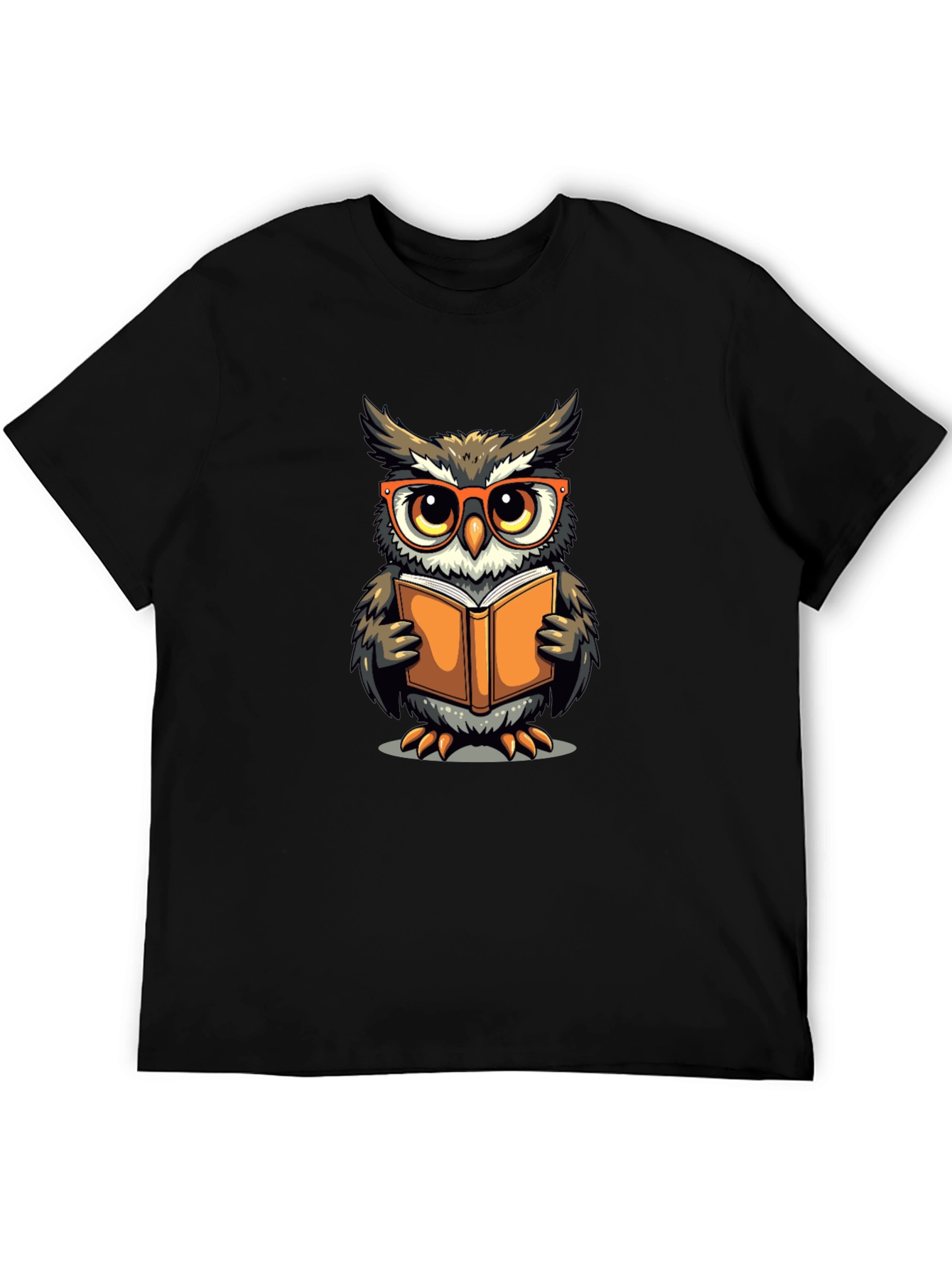 Black Owl Reading Book Graphic T-Shirt view 5