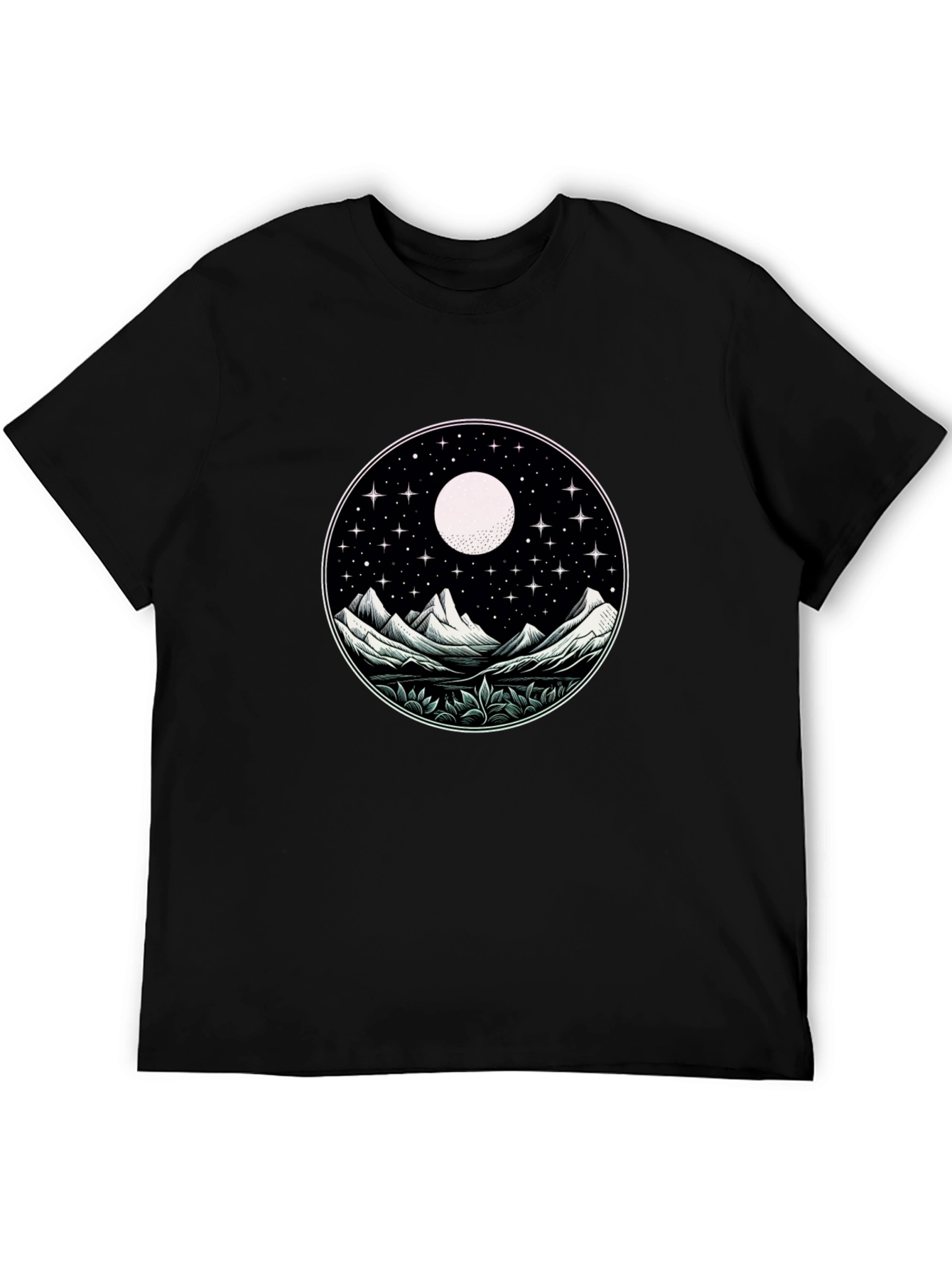 Black Night Sky Mountain Graphic Tee - Unisex view 5