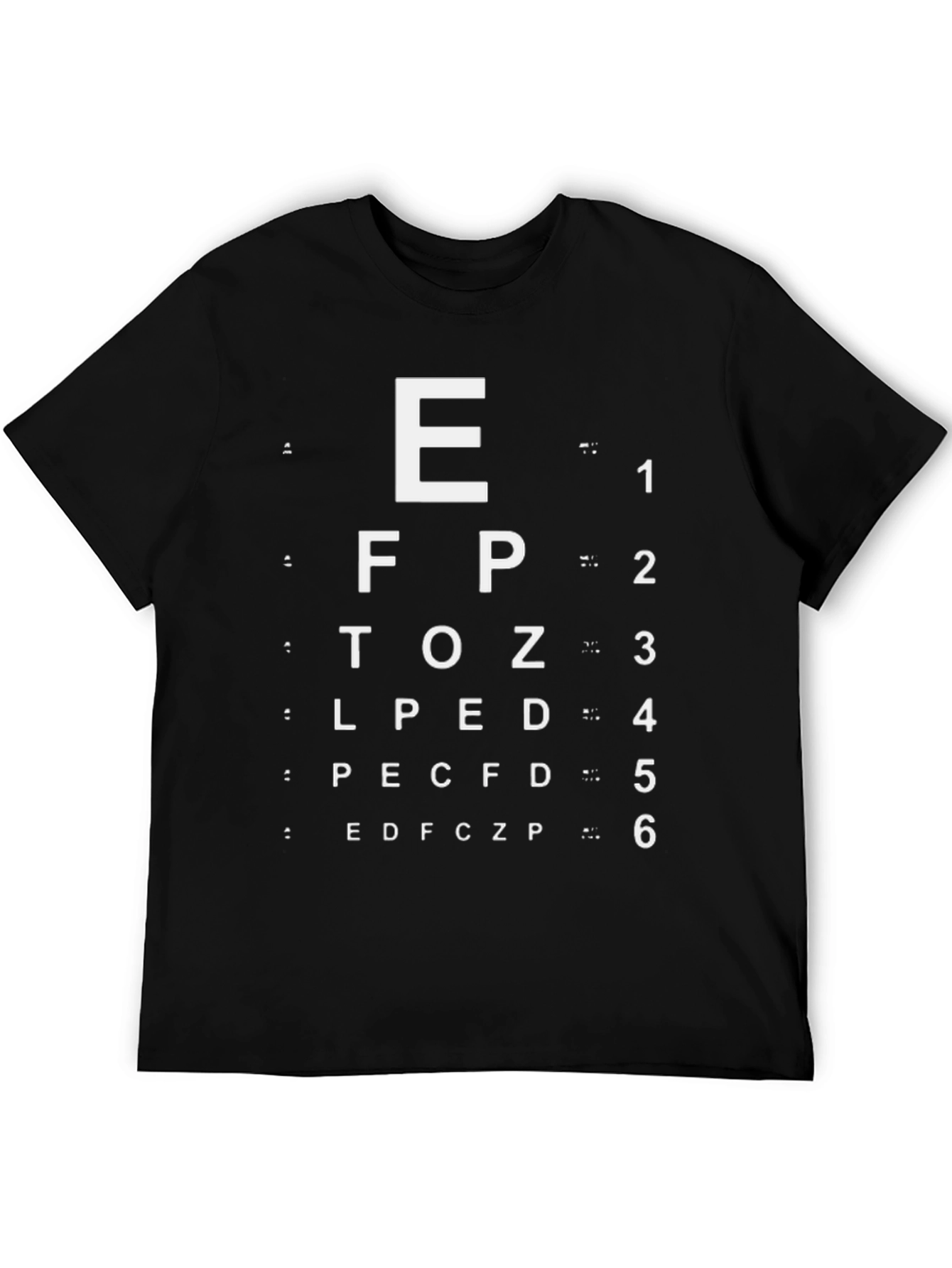 Black Eye Chart Graphic Tee - Vision Test Novelty Shirt view 5