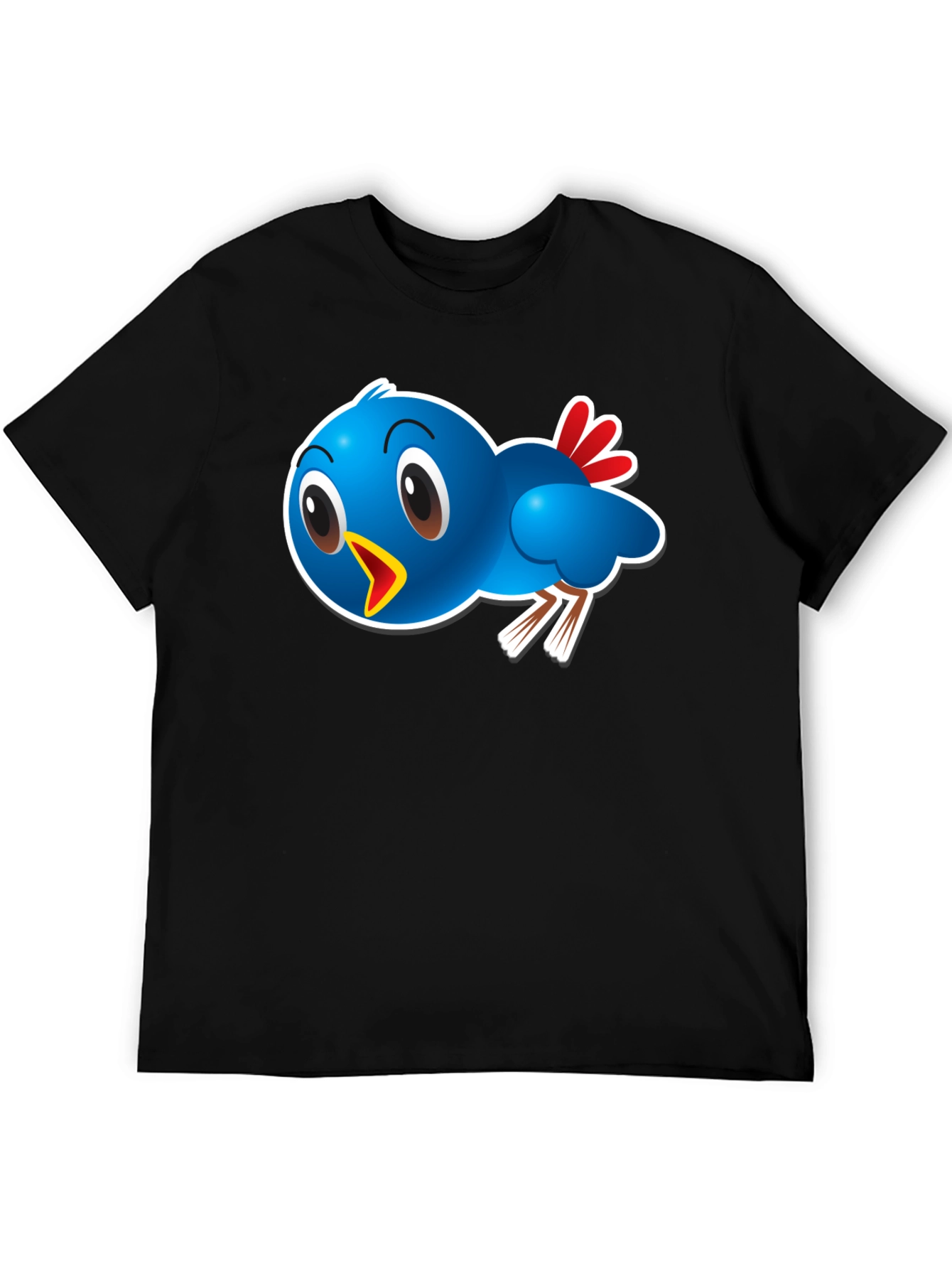 Black Blue Bird Graphic Tee - Cute Cartoon Bird T-Shirt view 5