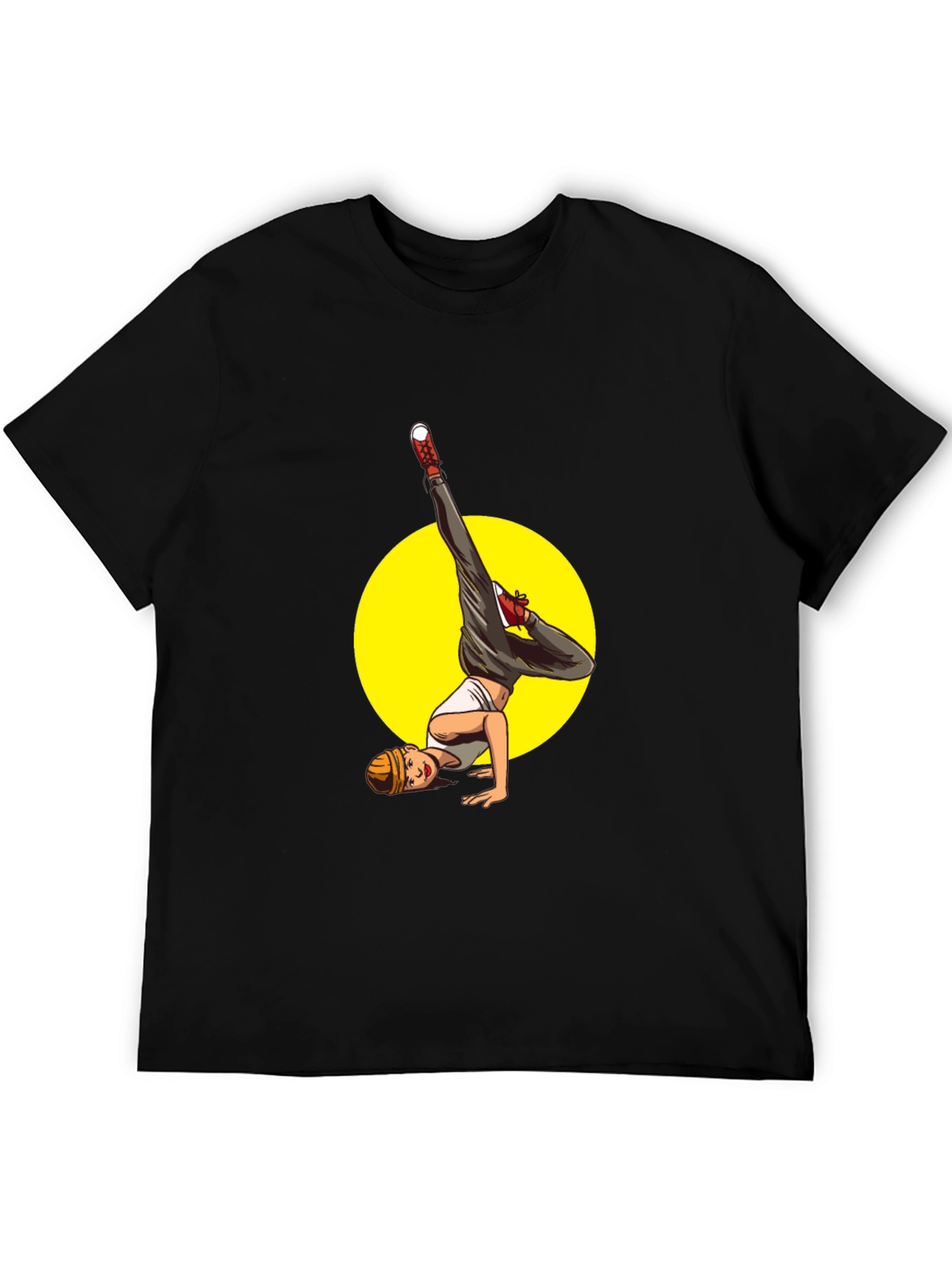 Black Black T-Shirt with Breakdancer Graphic view 5