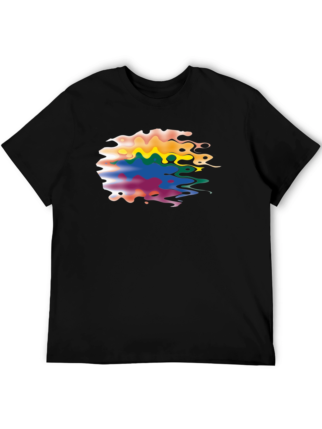 Black Abstract Colorful Graphic Print Black T-Shirt view 5