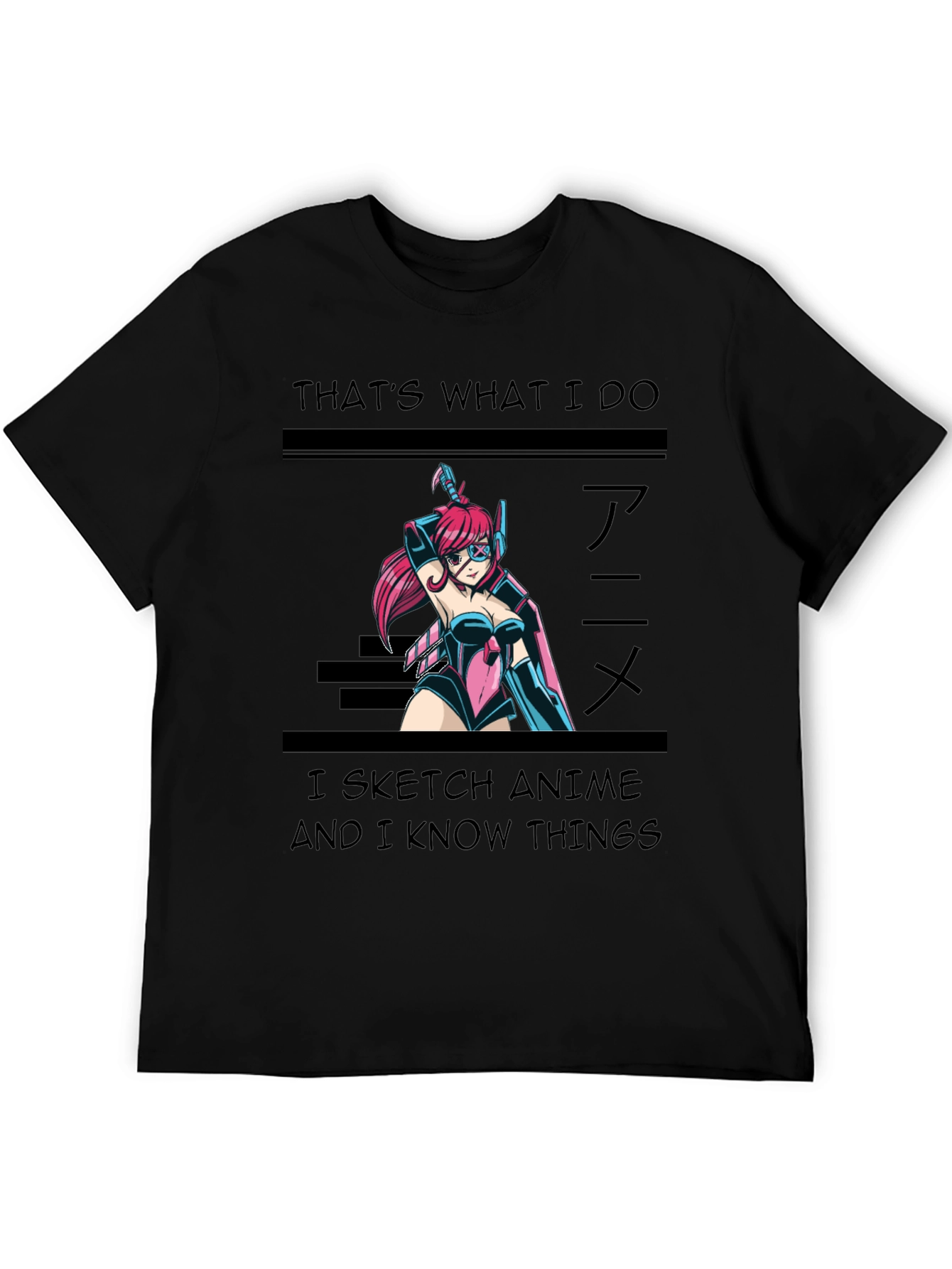 Black Anime Sketch T-Shirt - 'That's What I Do' view 5