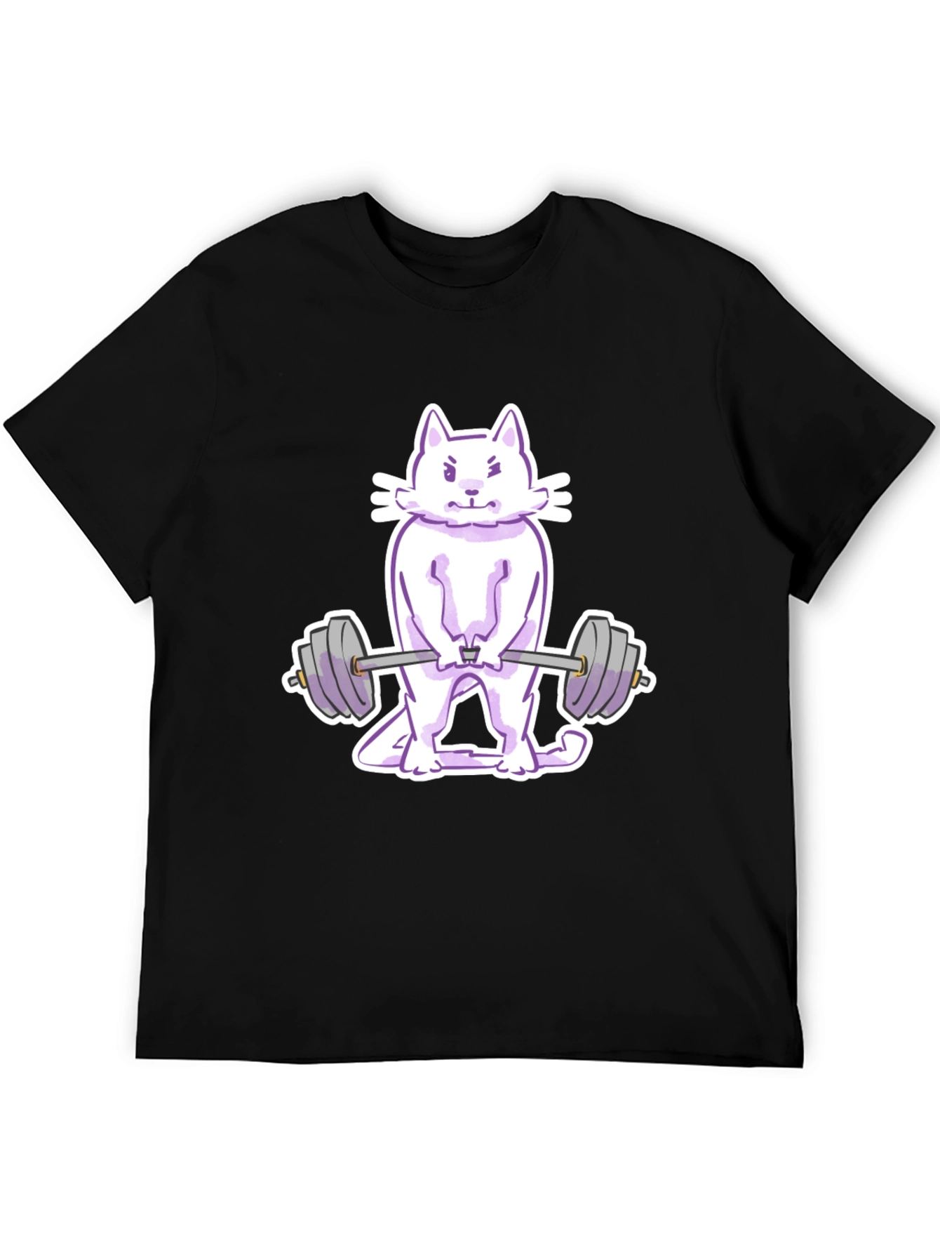 Black Cat Lifting Weights Graphic Tee - Black view 5