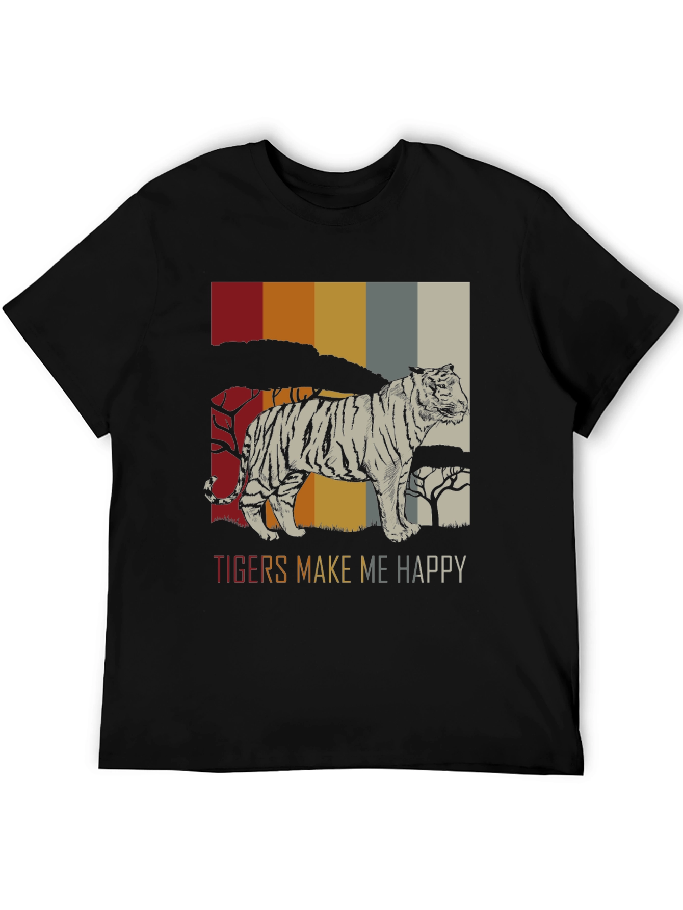 Black Tigers Make Me Happy Graphic Tee - Retro Style view 5