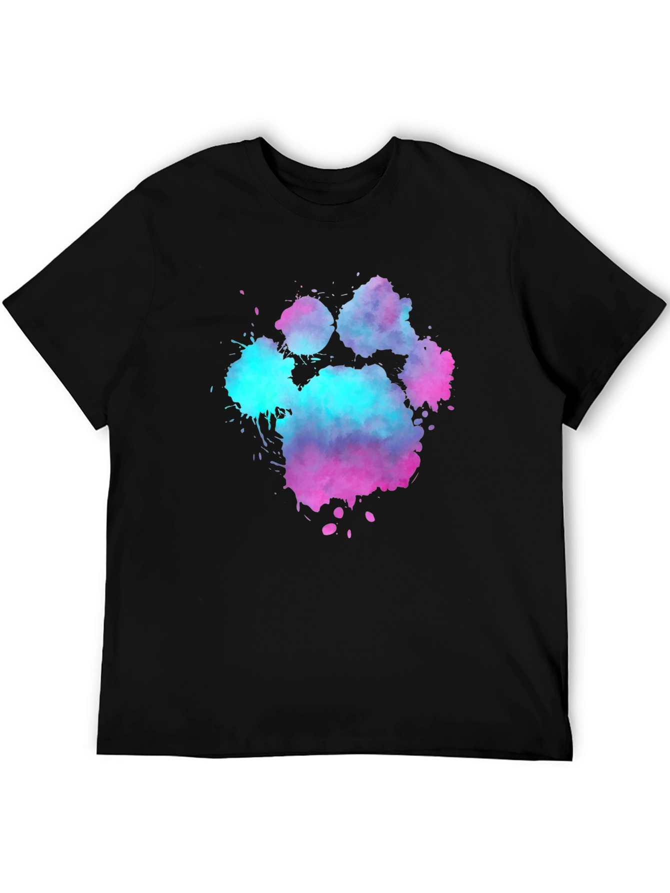 Black Watercolor Paw Print Graphic Tee - Black Cotton Blend view 5