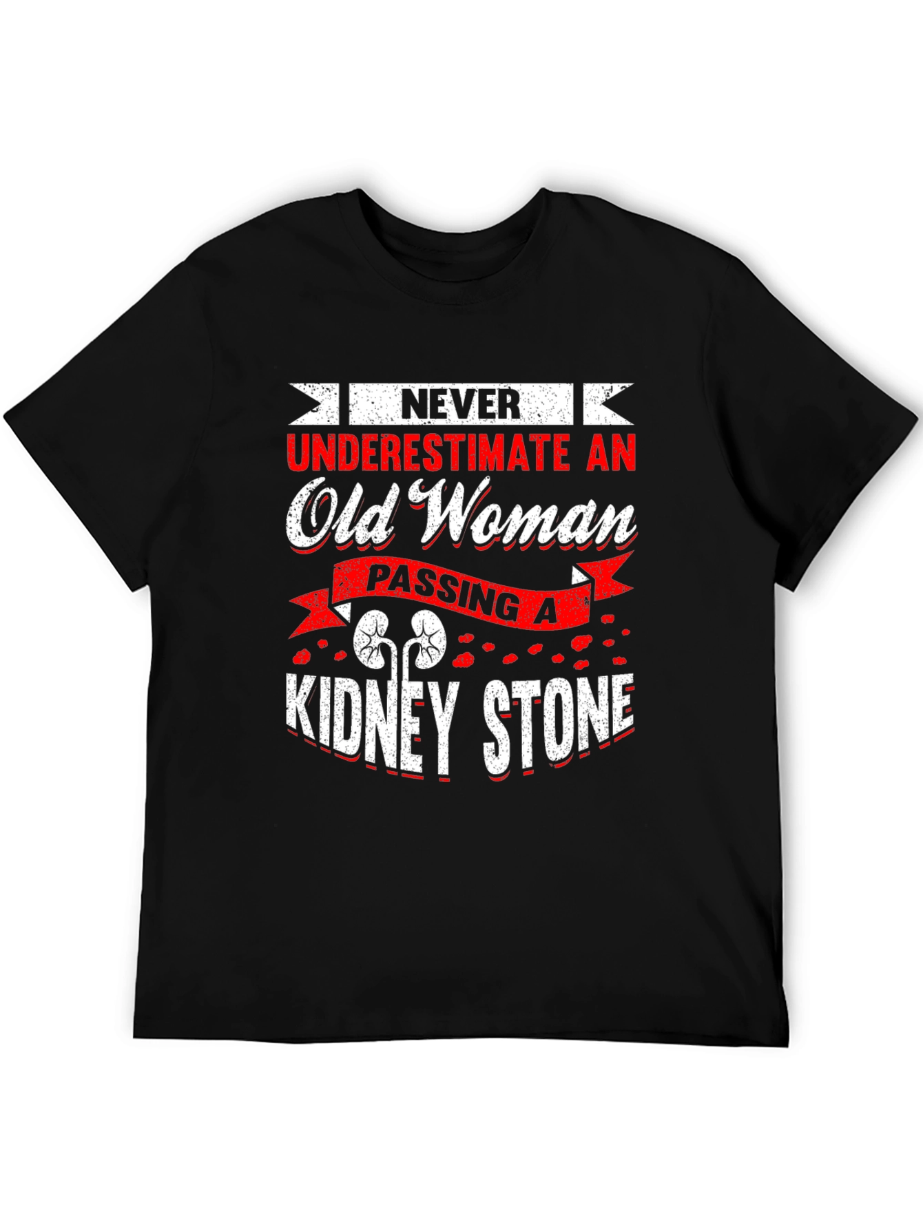 Black Never Underestimate Old Woman Kidney Stone T-Shirt view 5