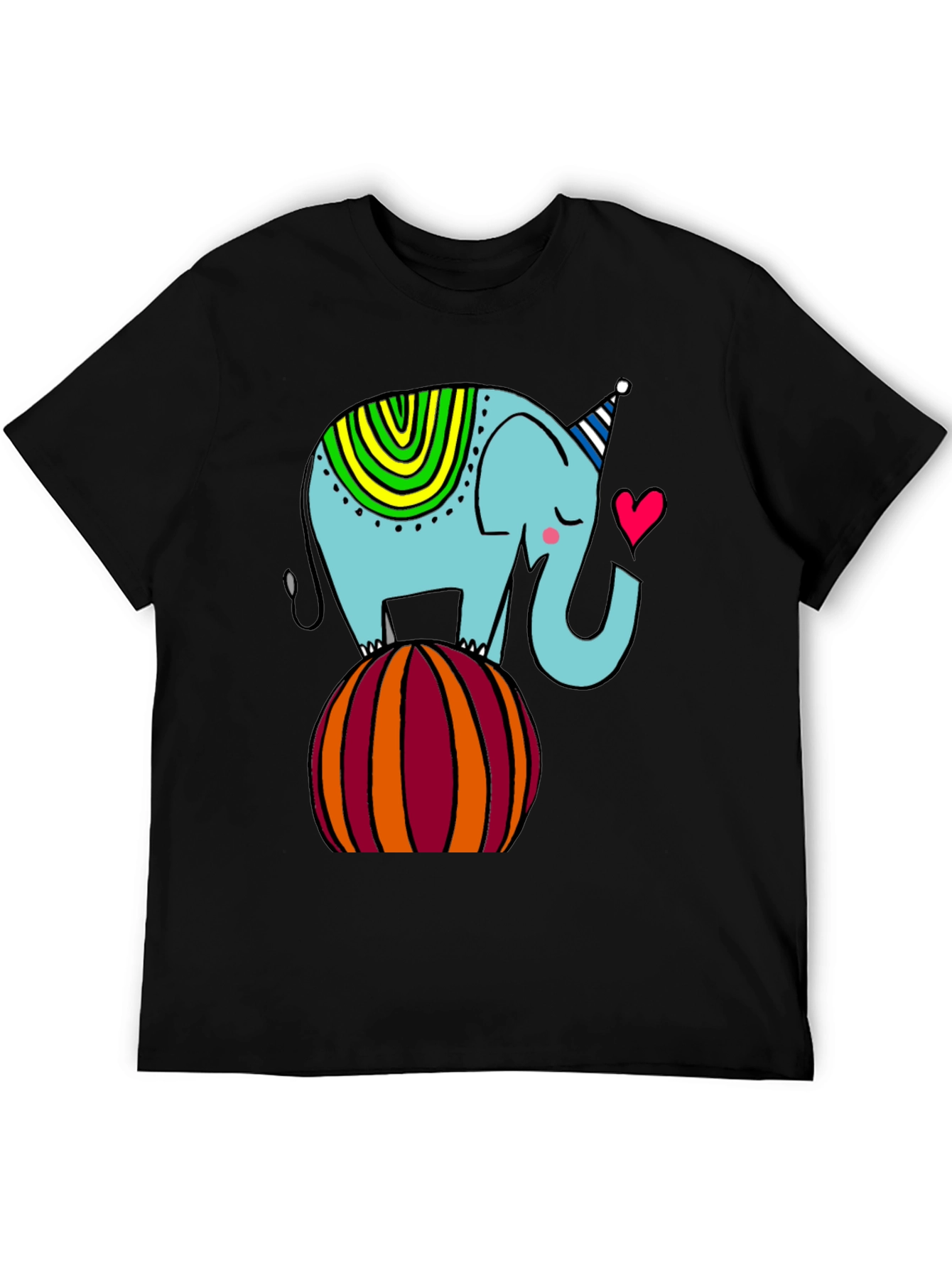Black Elephant on Ball Graphic Tee - Cute Cartoon Style view 5