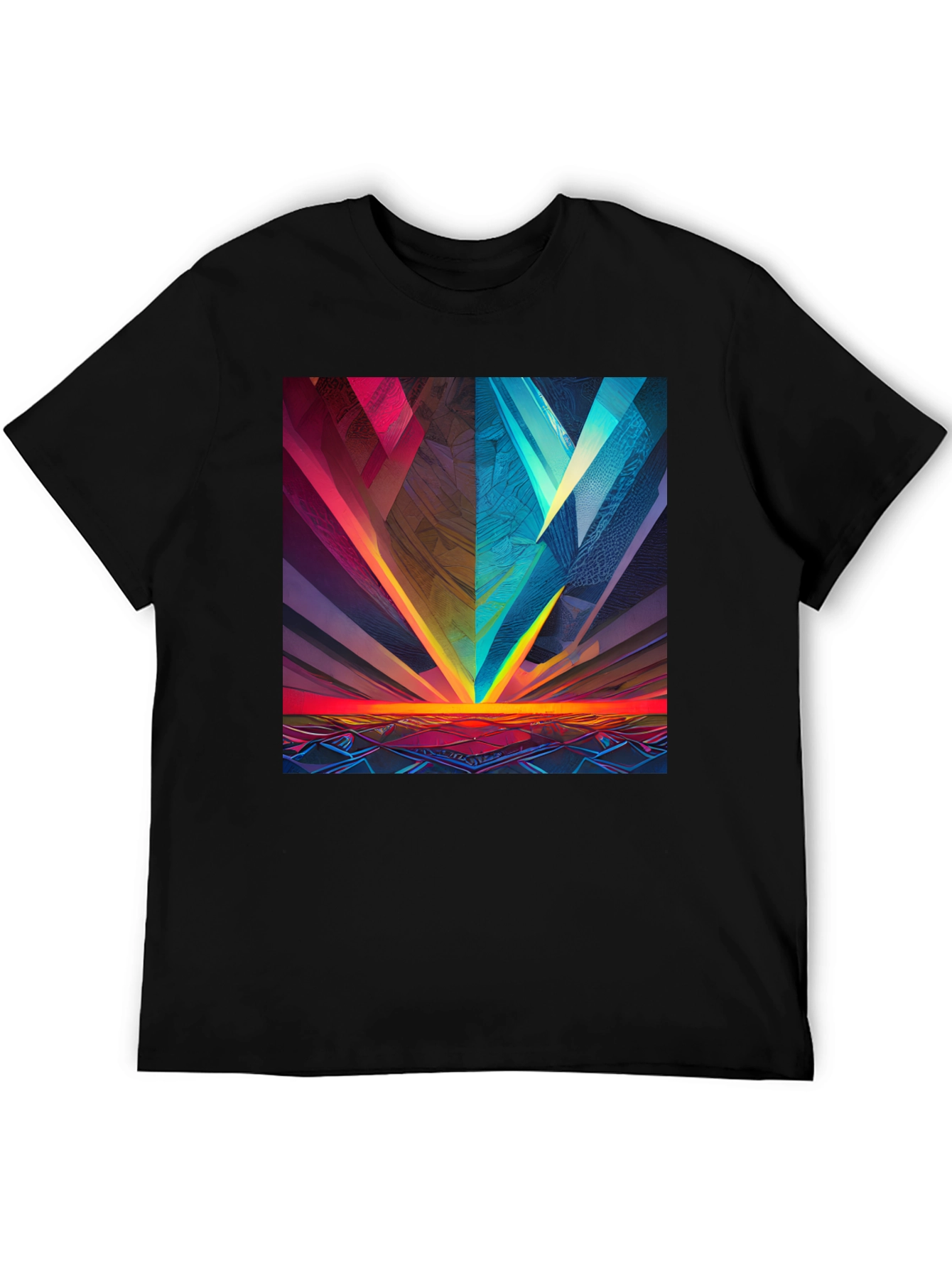 Black Abstract Geometric Graphic Print Black Tee view 5