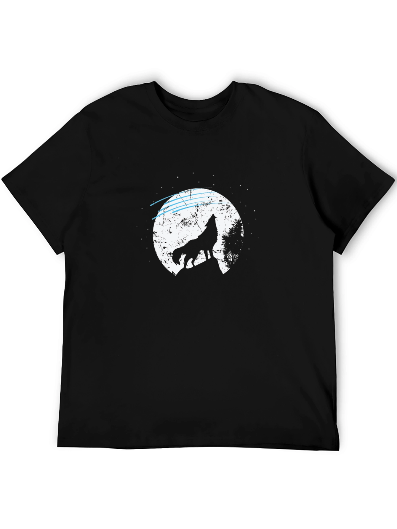 Black Wolf Howling at Moon Graphic T-Shirt - Black view 5