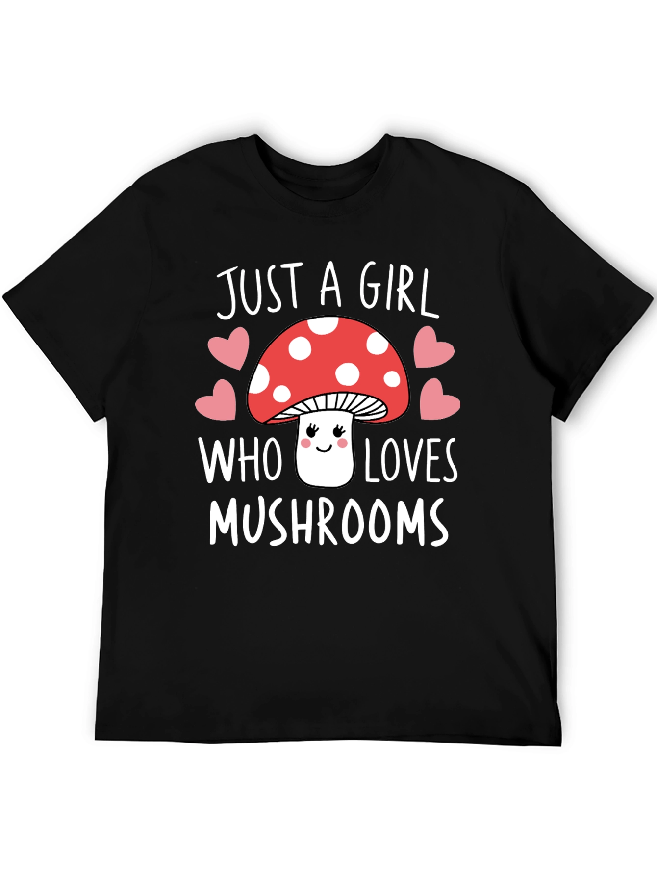 Black Just A Girl Who Loves Mushrooms Graphic Tee view 5