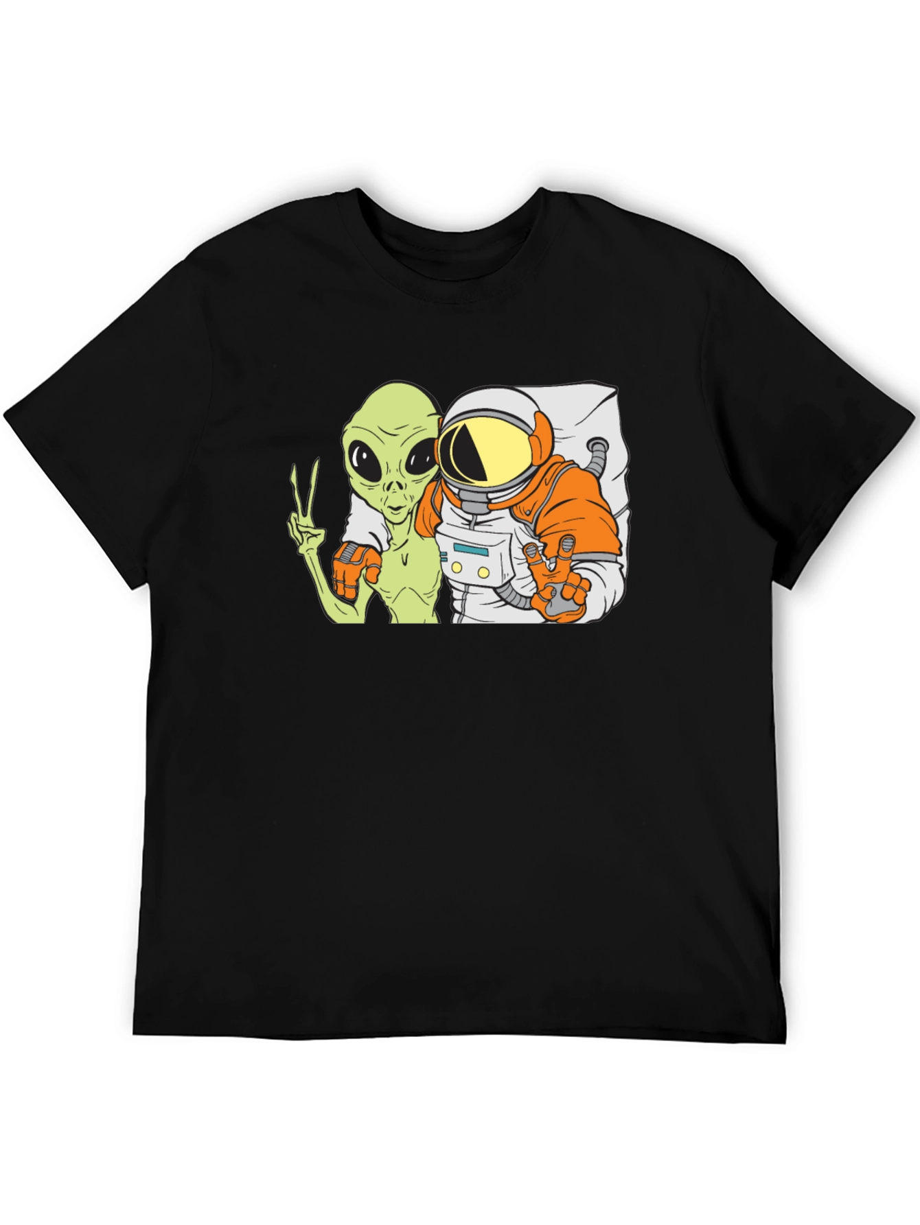 Black Alien & Astronaut BFFs Graphic Tee - Black Cotton Blend view 5