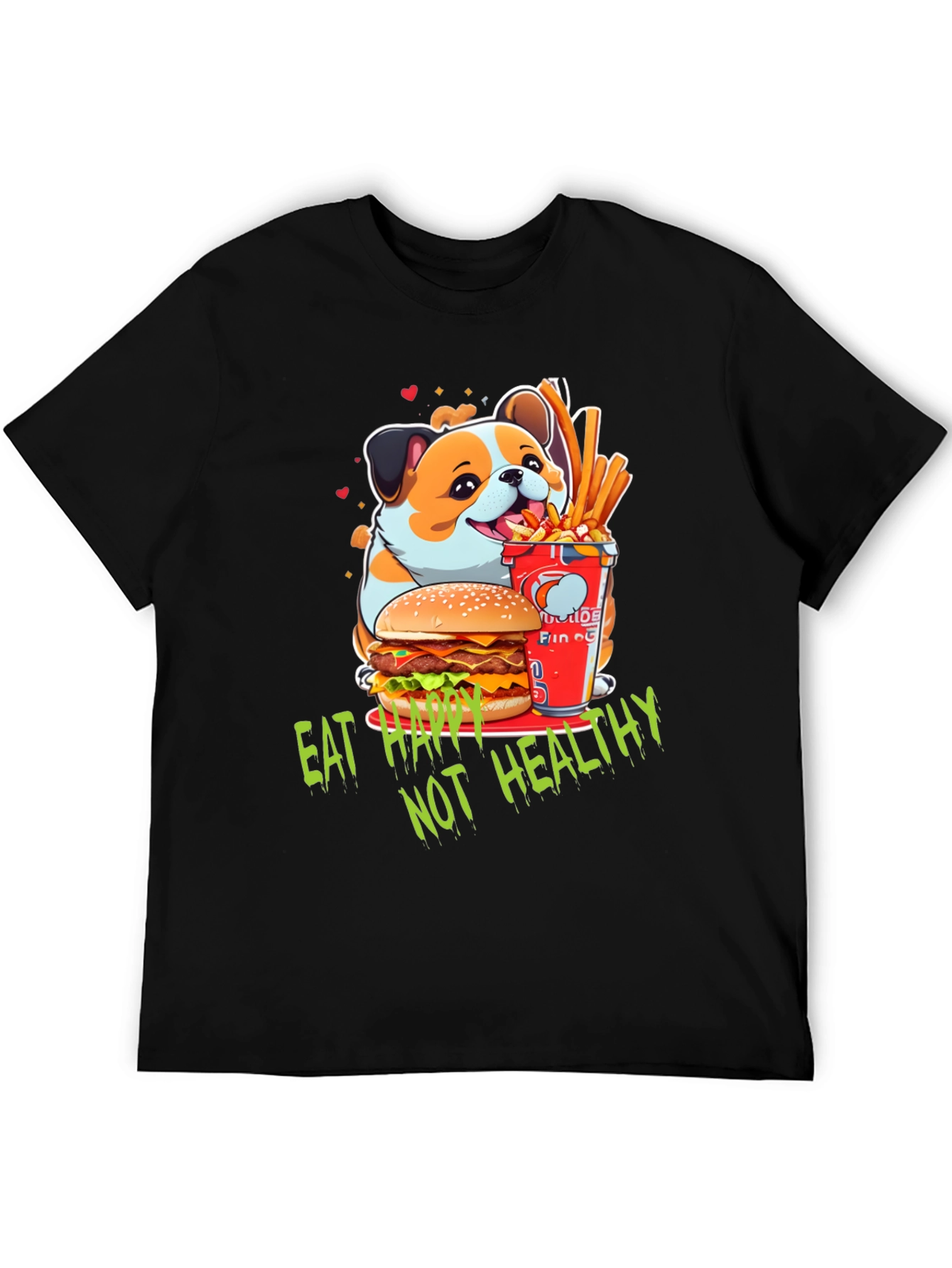 Black Eat Happy Not Healthy T-Shirt view 5