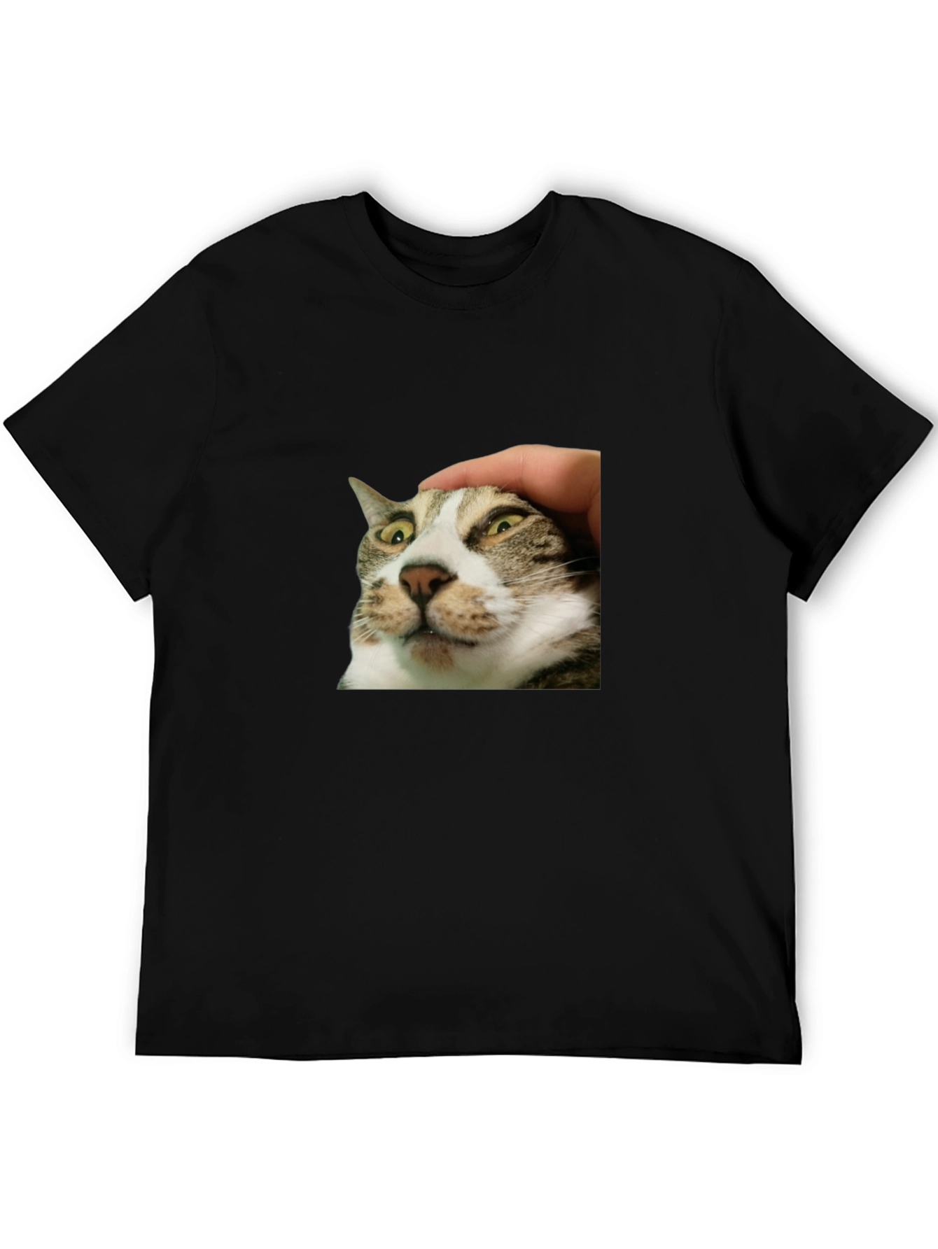 Black Funny Cat Petting T-Shirt - Unique Graphic Tee view 5