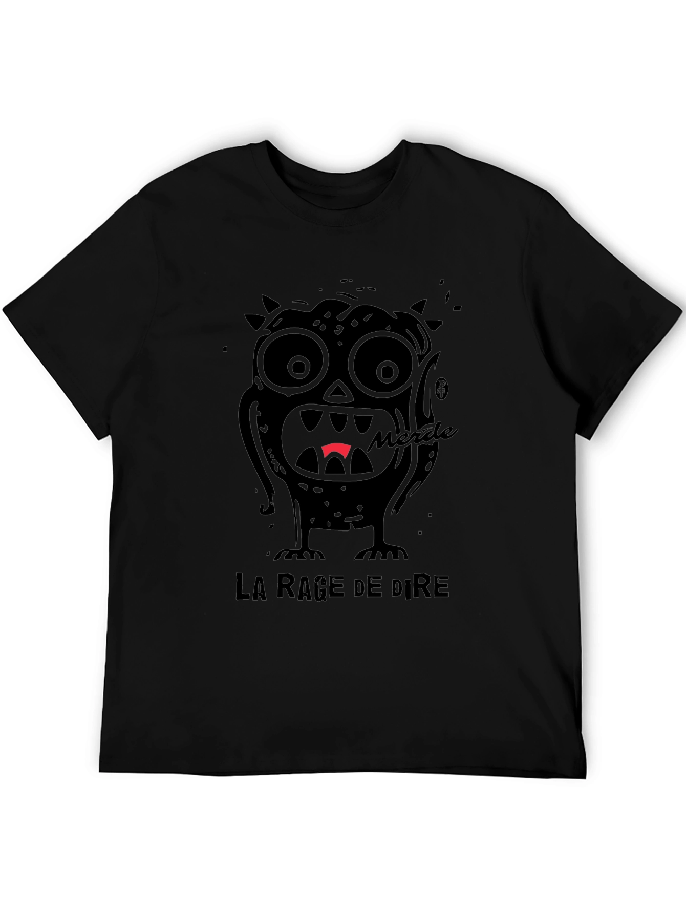 Black Merde Rage de Dire Graphic Tee - Black Cotton Blend Shirt view 5