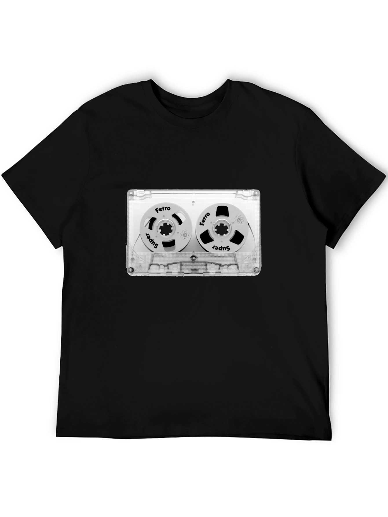 Black Retro Cassette Tape Graphic Tee - Vintage Music Lover Shirt view 5