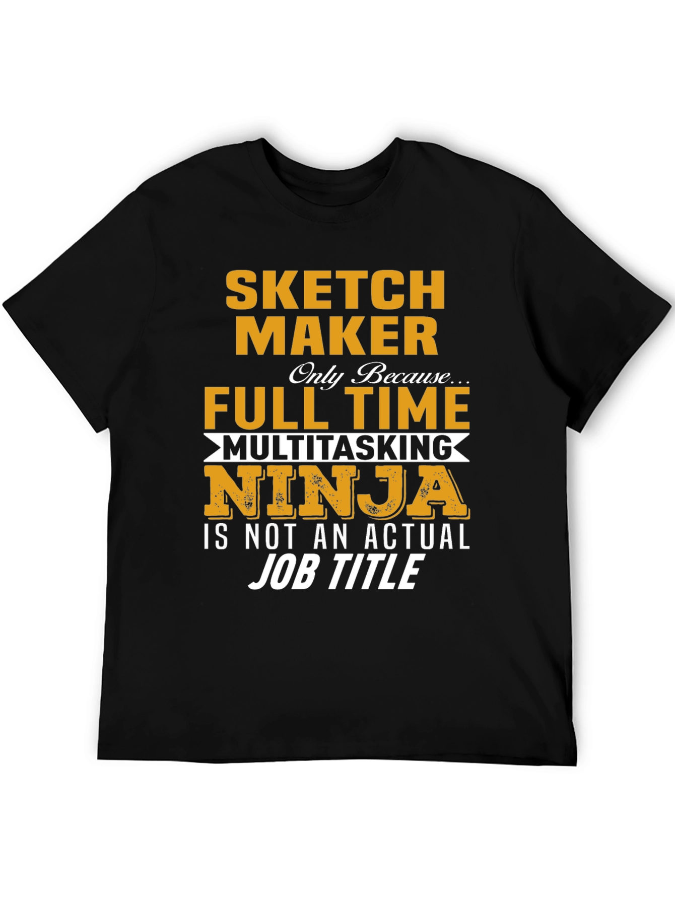 Black Sketch Maker Full Time Ninja T-Shirt view 5