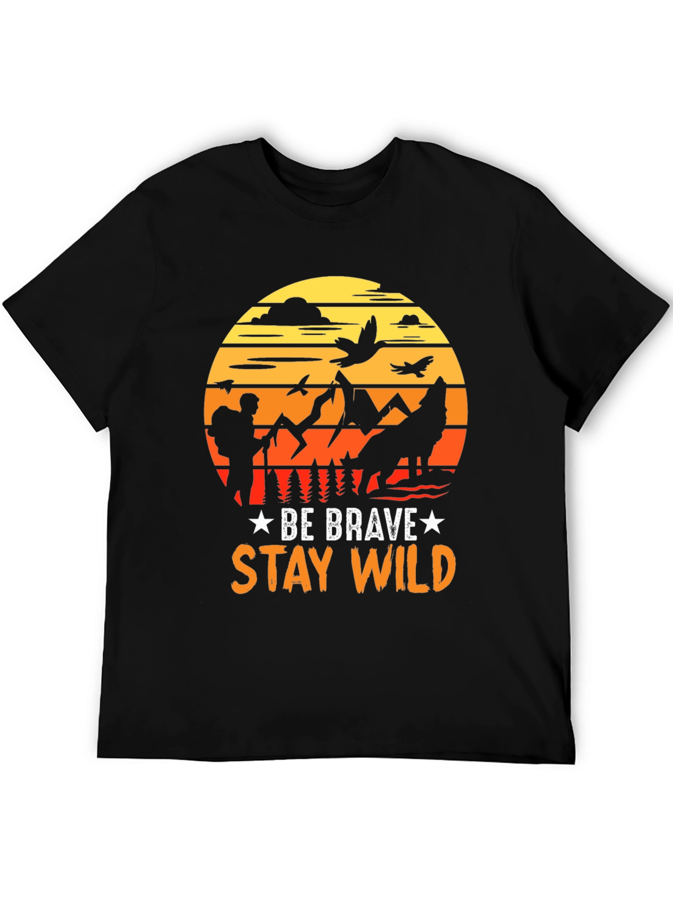 Black Be Brave Stay Wild Graphic Tee - Adventure T-Shirt view 5