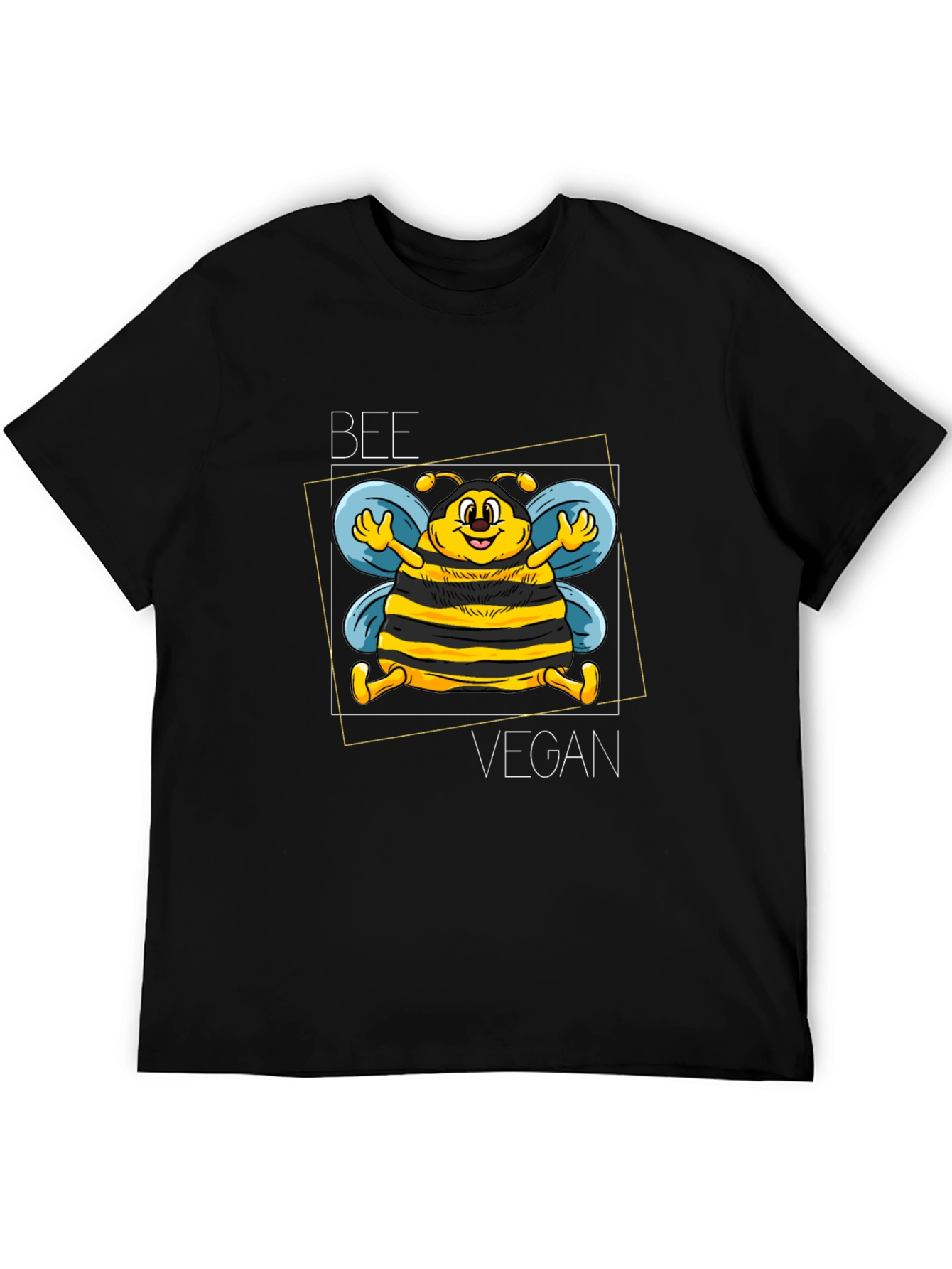 Black Bee Vegan Graphic Tee - Black Unisex T-Shirt view 5