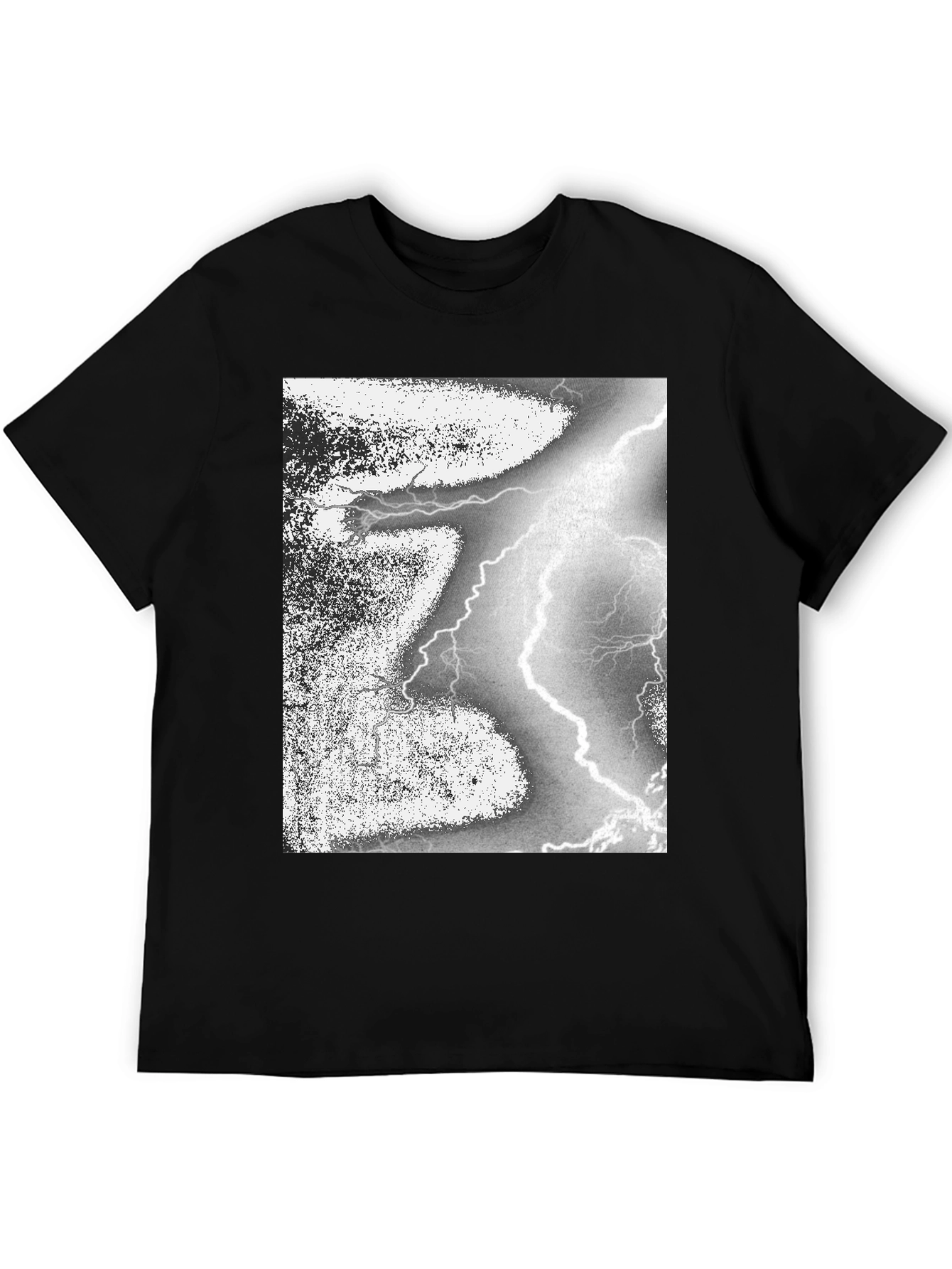 Black Black T-Shirt with Lightning Strike Graphic view 5
