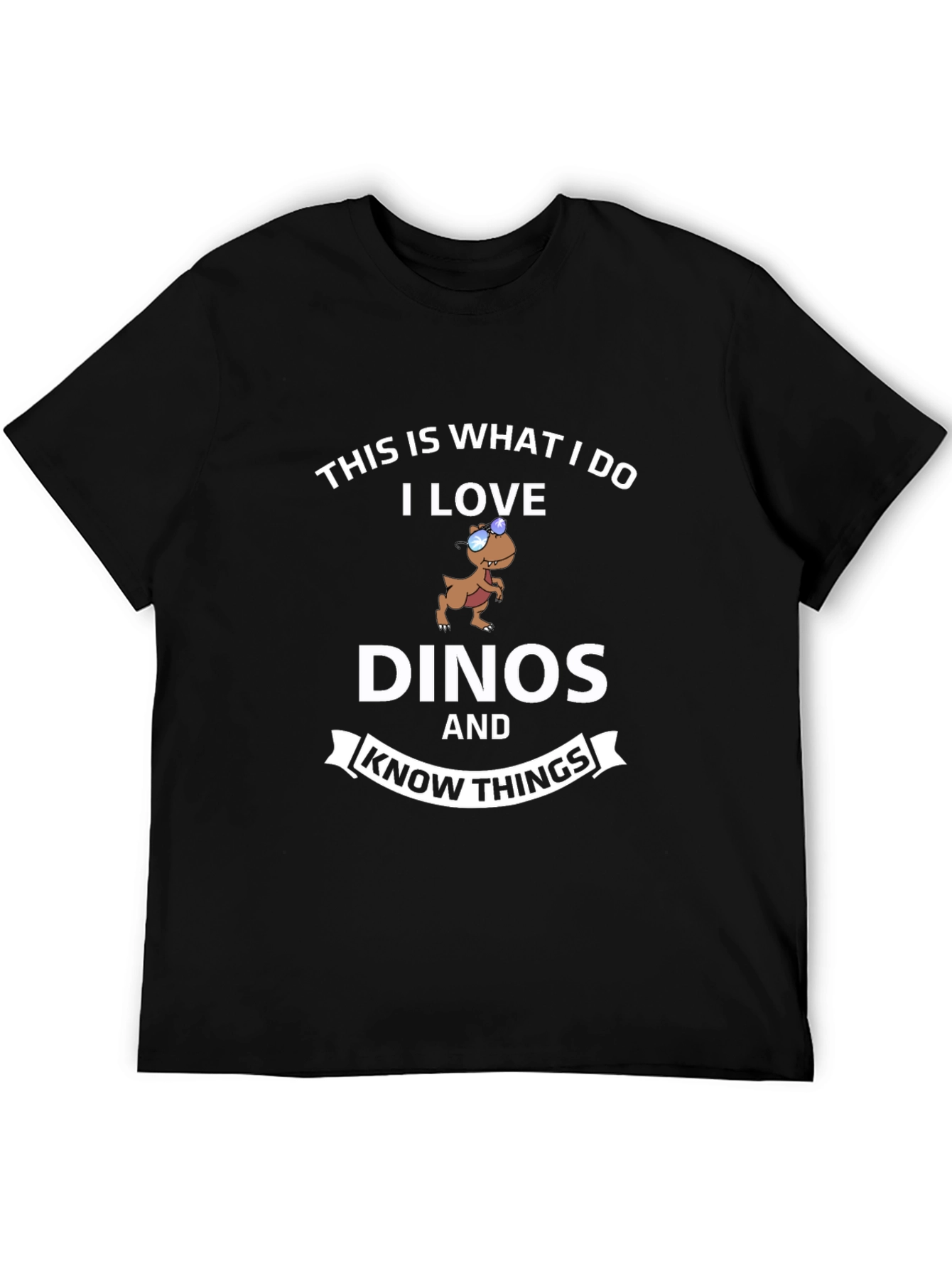 Black Dino Lover T-Shirt - "I Love Dinos and Know Things" Black Tee view 5