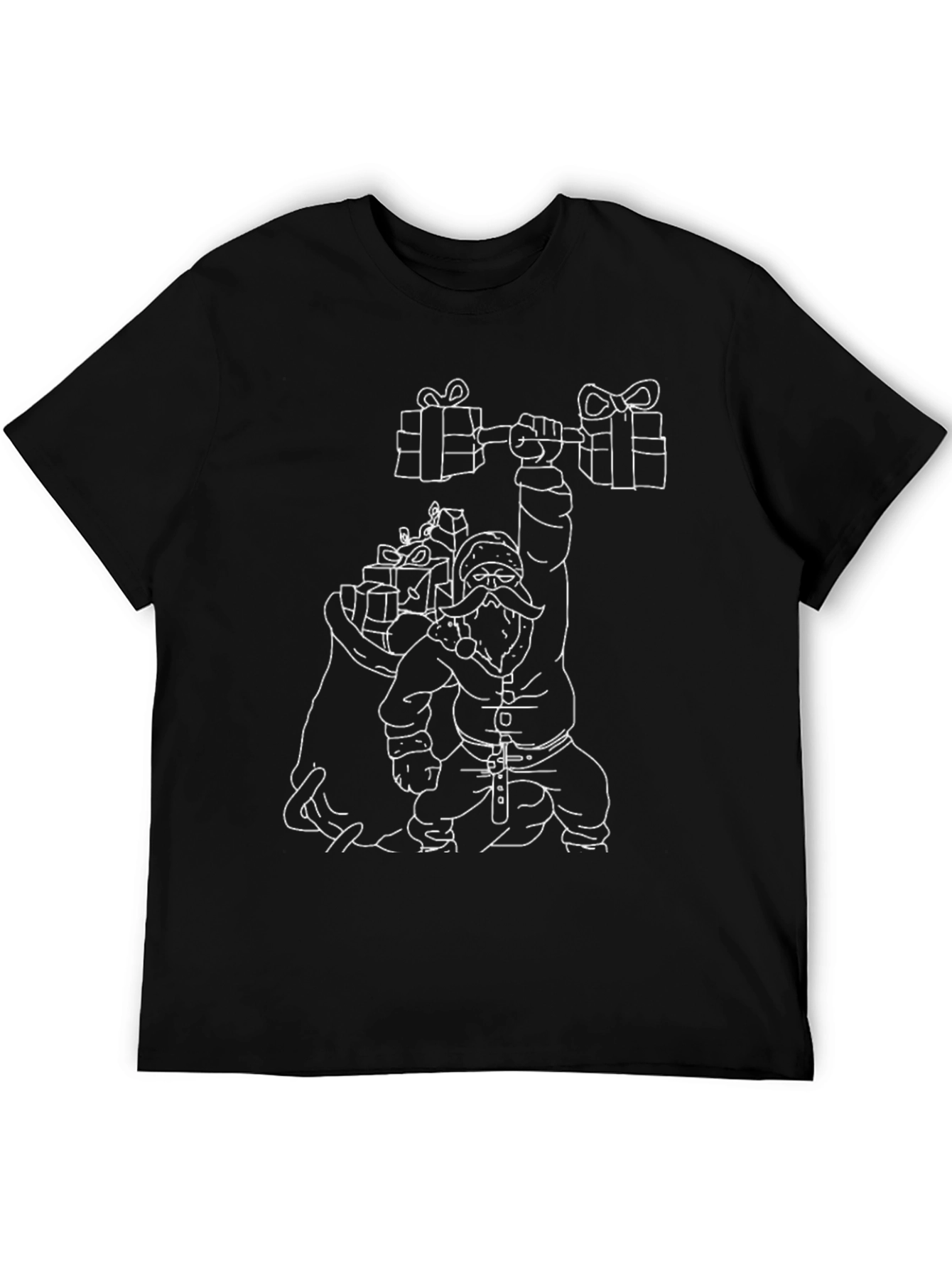 Black Santa Lifting Weights Graphic T-Shirt - Black view 5