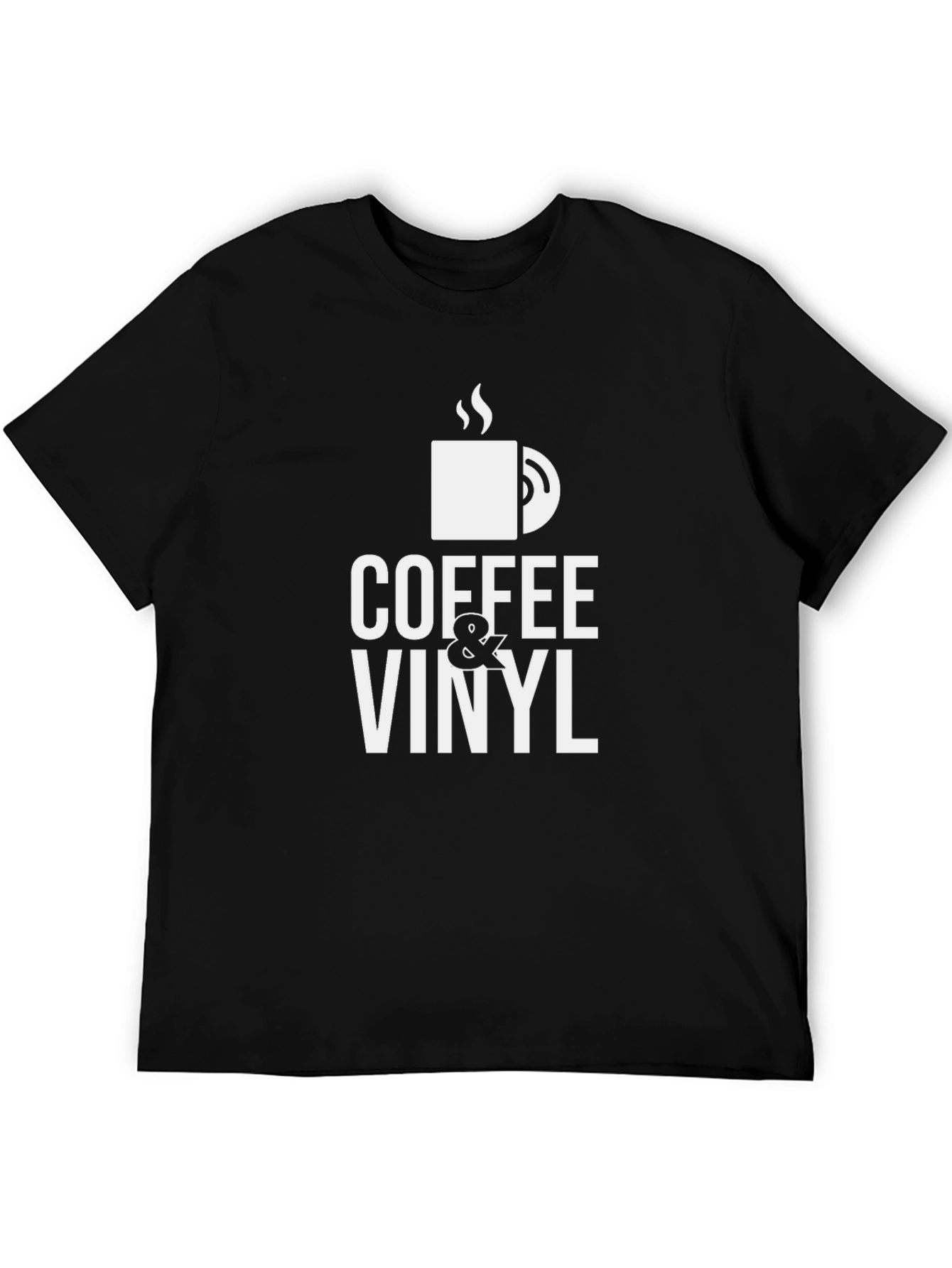 Black Coffee & Vinyl Graphic Tee - Black Cotton Blend view 5
