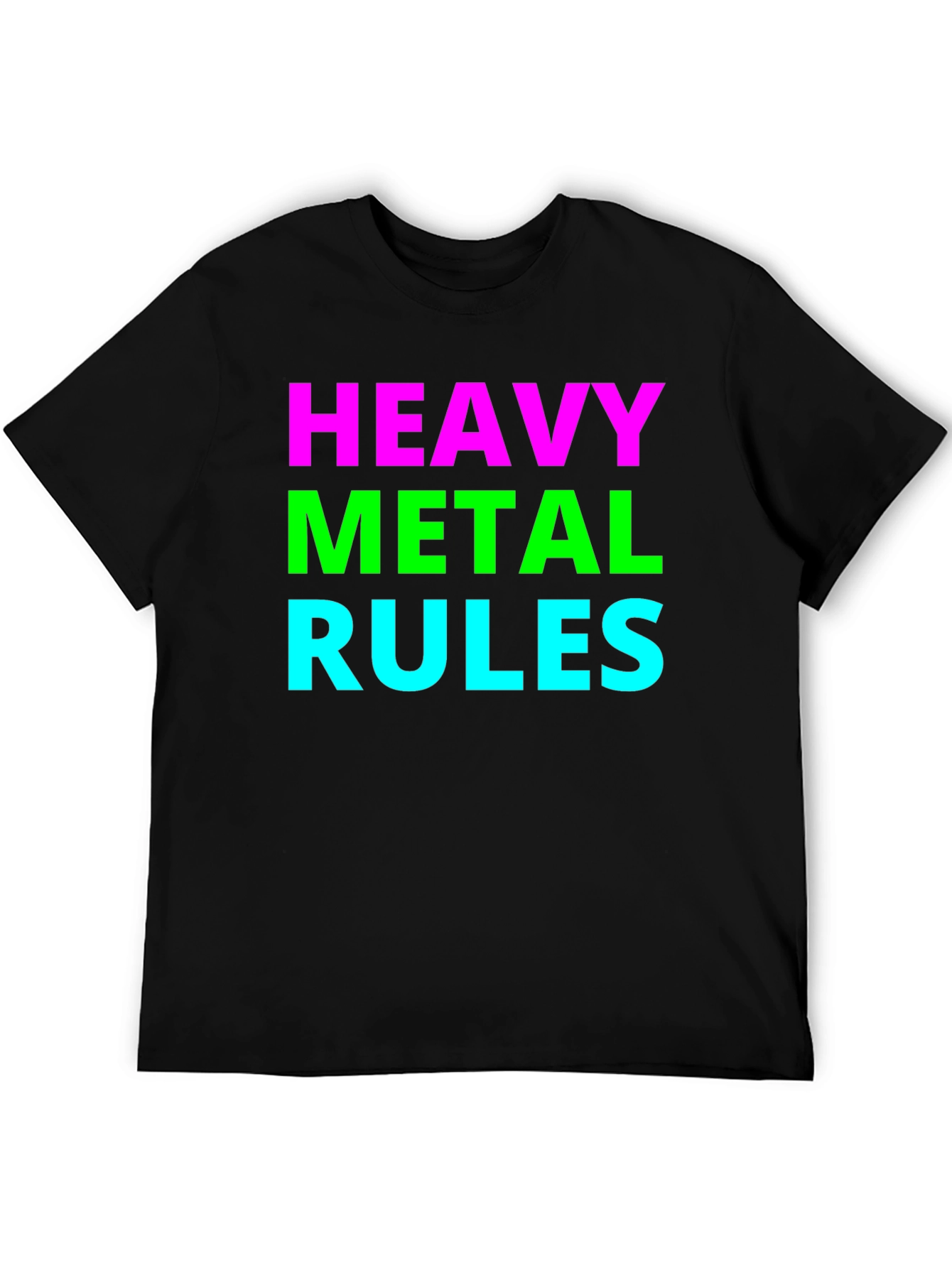Black Heavy Metal Rules T-Shirt - Bold Graphic Tee view 5
