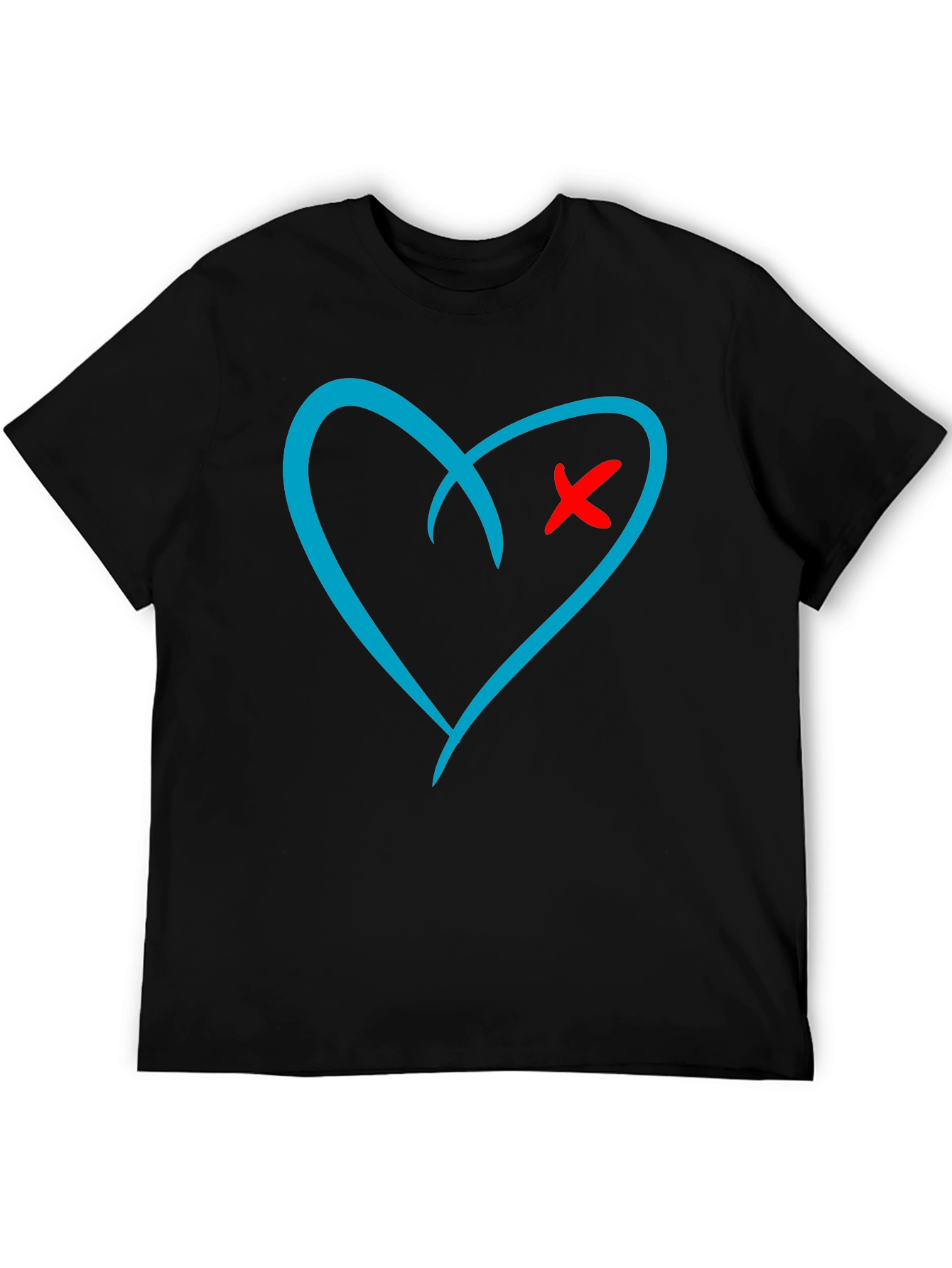 Black Heart X Graphic Print Black T-Shirt view 5