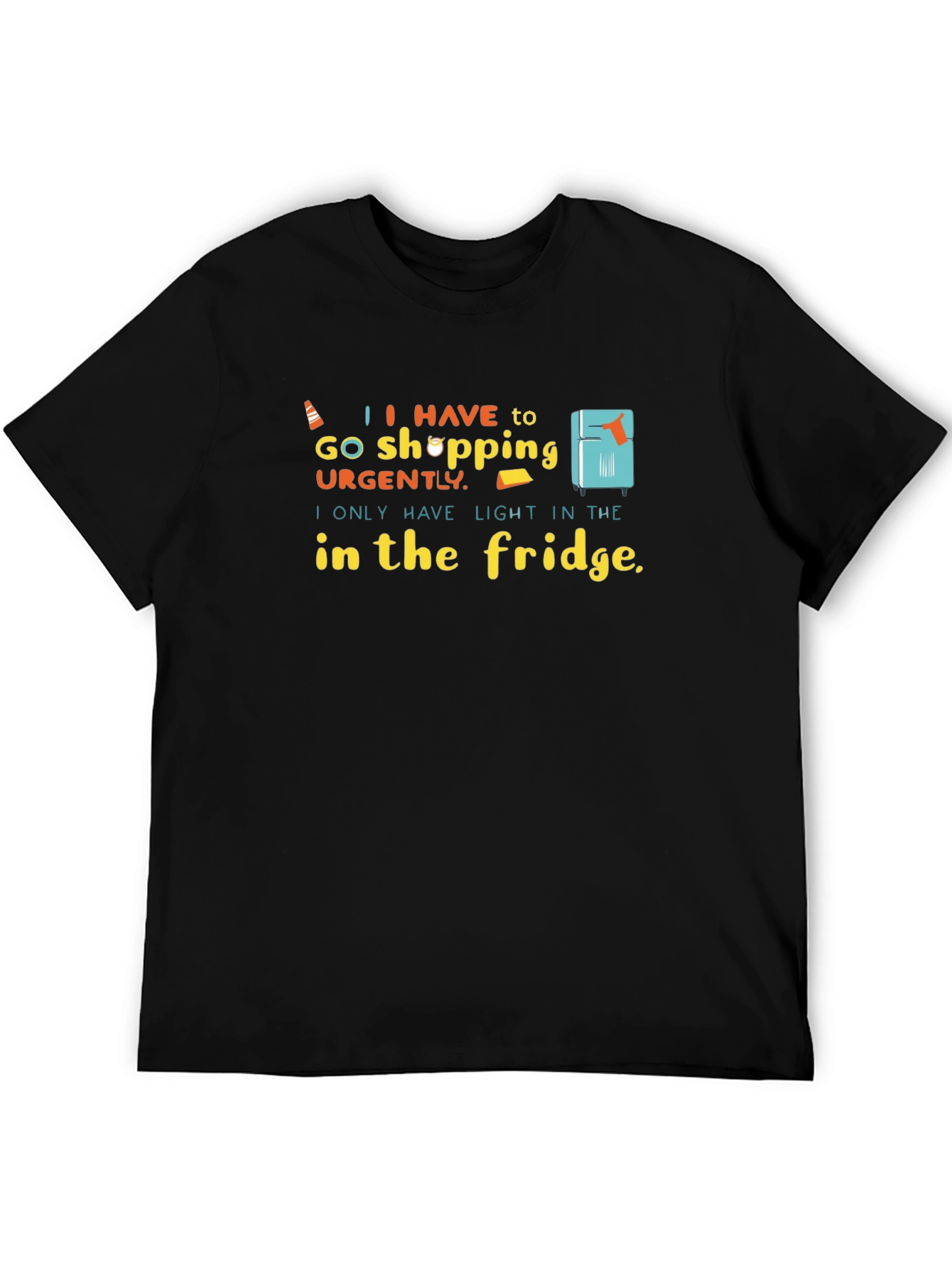 Black Funny "Light in the Fridge" Graphic T-Shirt view 5