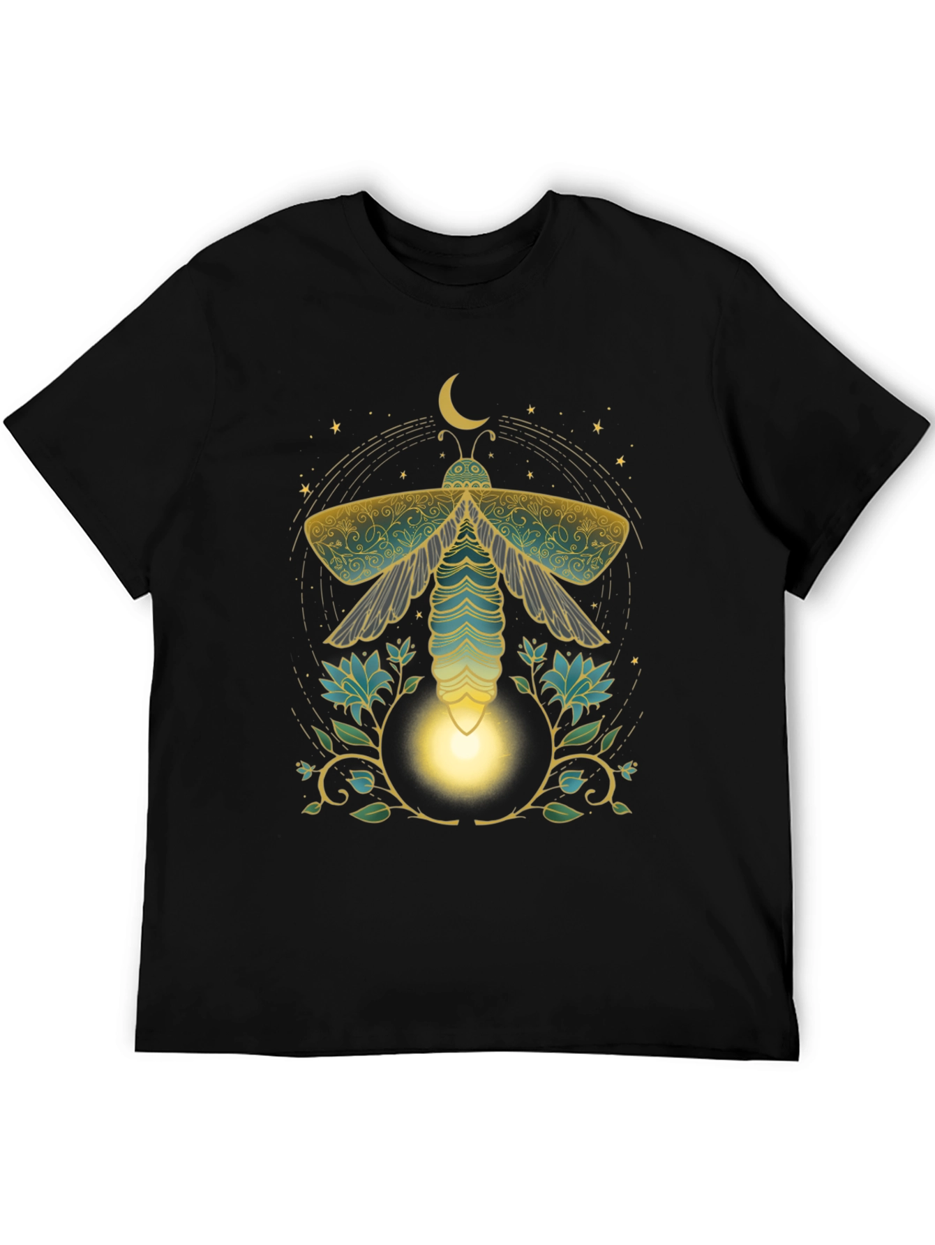 Black Mystic Moth Graphic Tee - Unique Print view 5