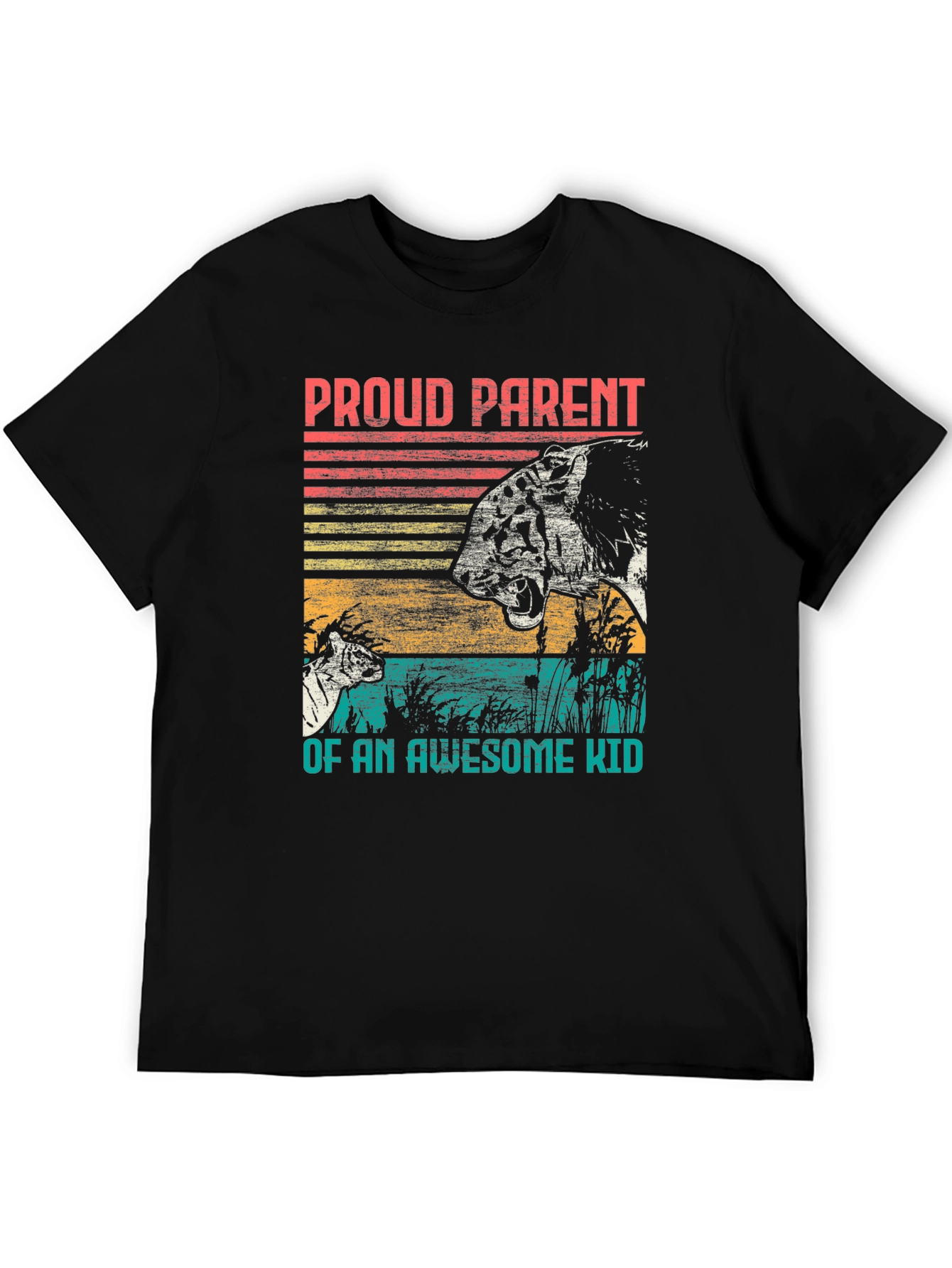 Black Proud Parent Awesome Kid Tiger Graphic T-Shirt view 5