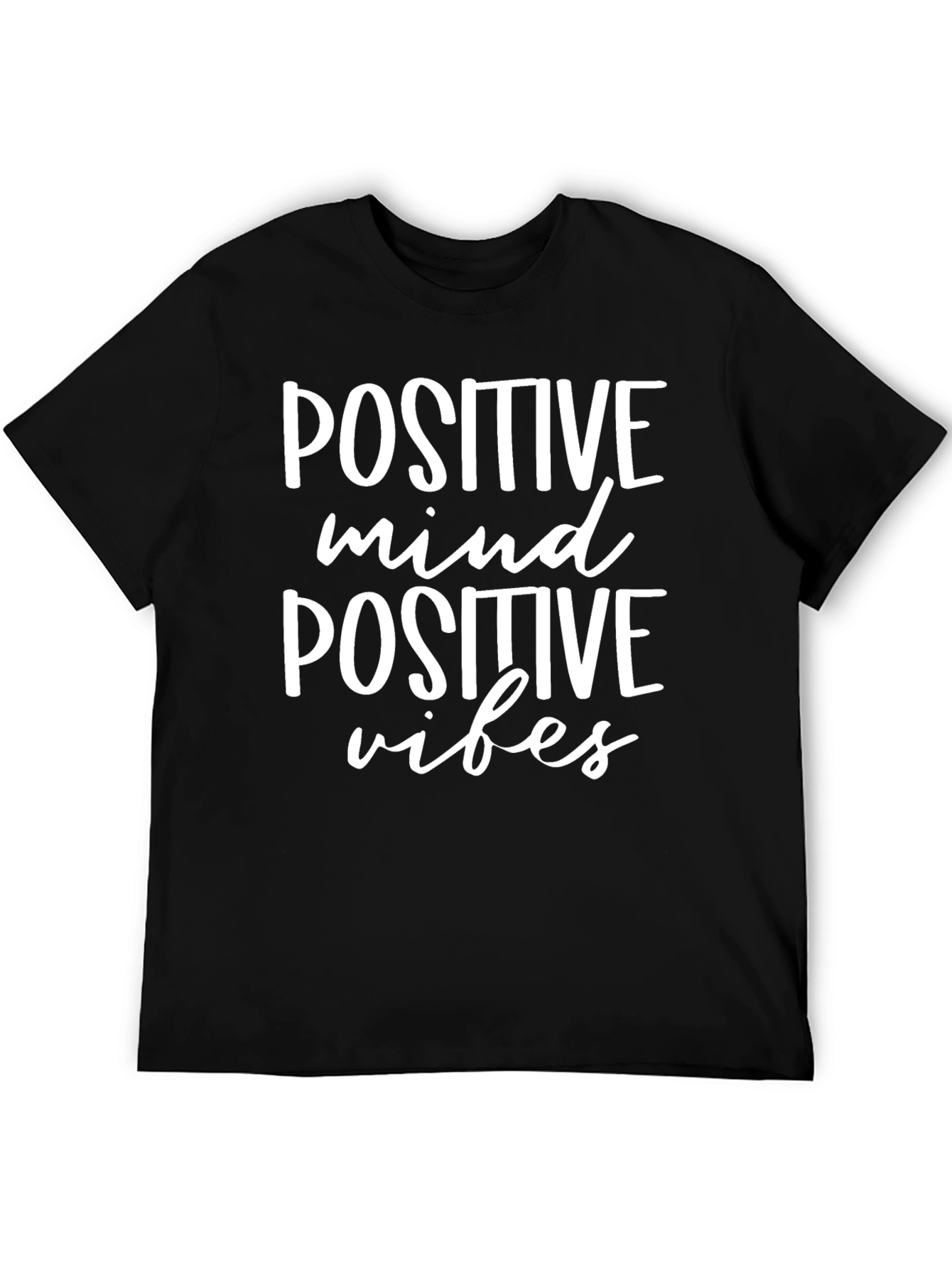 Black Positive Mind Vibes Graphic Tee - Black view 5