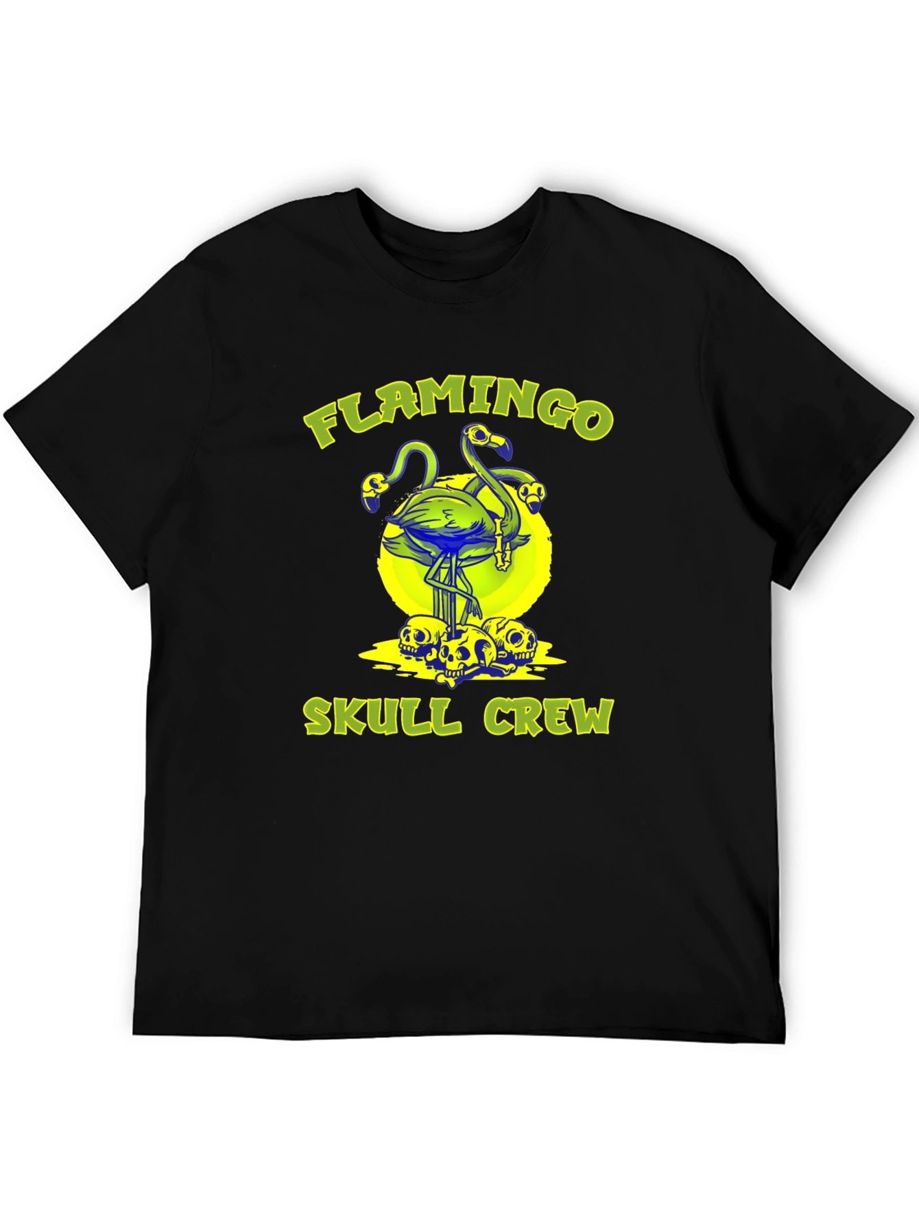 Black Flamingo Skull Crew Graphic Tee - Unique Design view 5