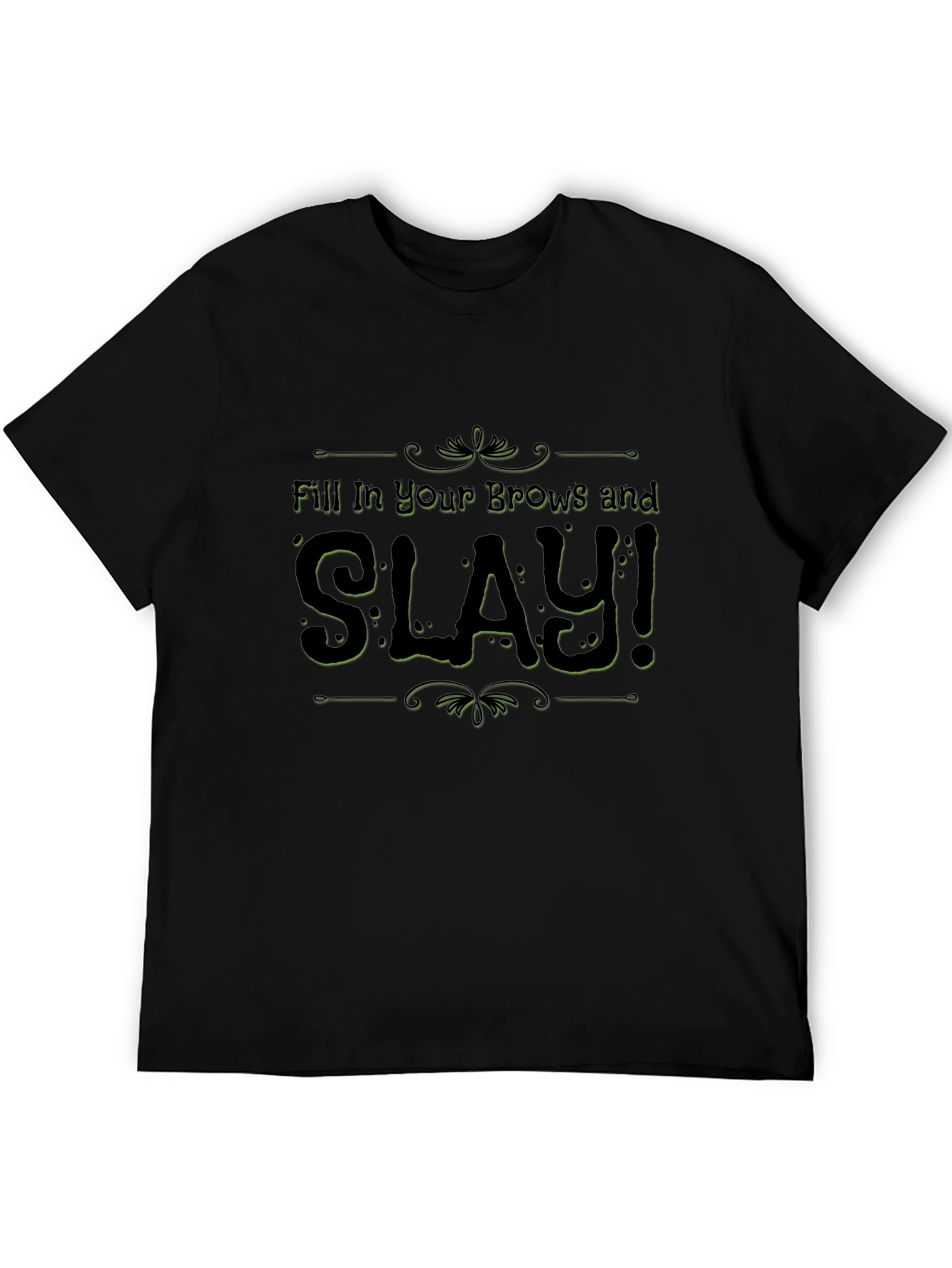 Black Slay Your Brows Graphic Tee - Black view 5