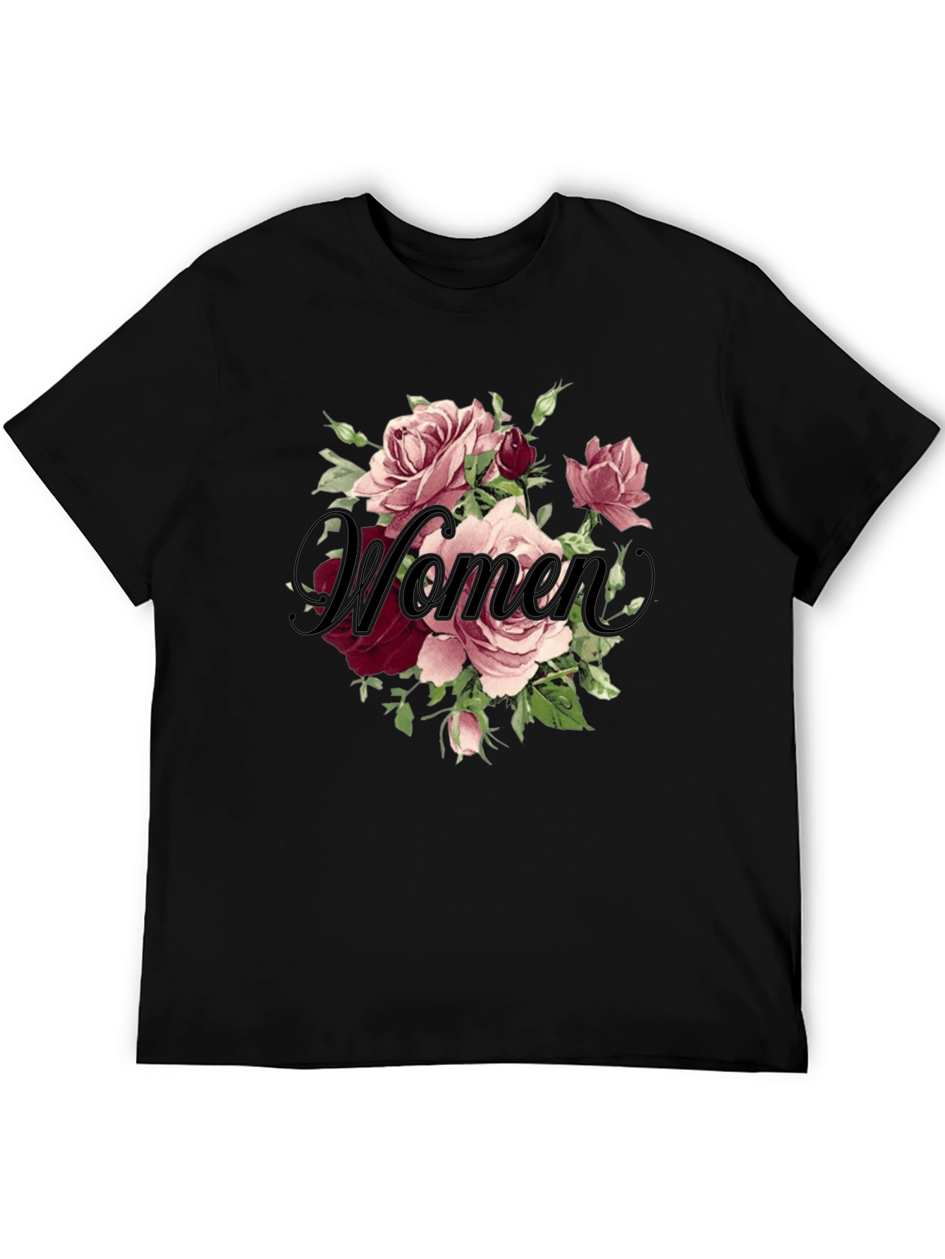 Black Floral Women's T-Shirt - Elegant Design view 5