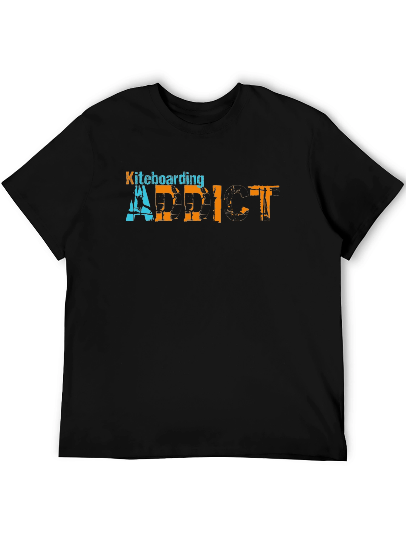 Black Kiteboarding Addict Graphic Tee - Black Cotton T-Shirt view 5