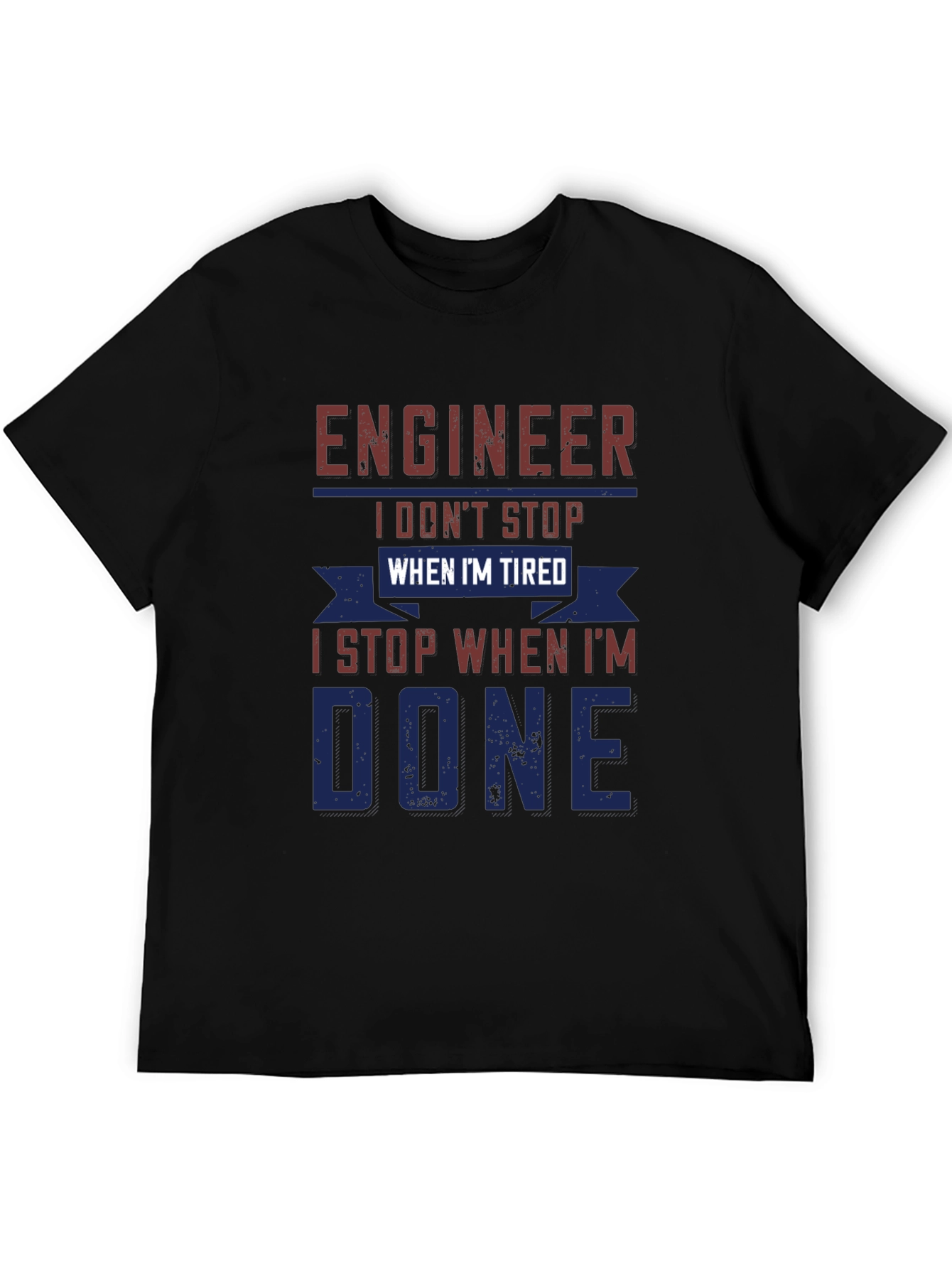 Black Engineer Tired Done T-Shirt Funny Job Gift view 5