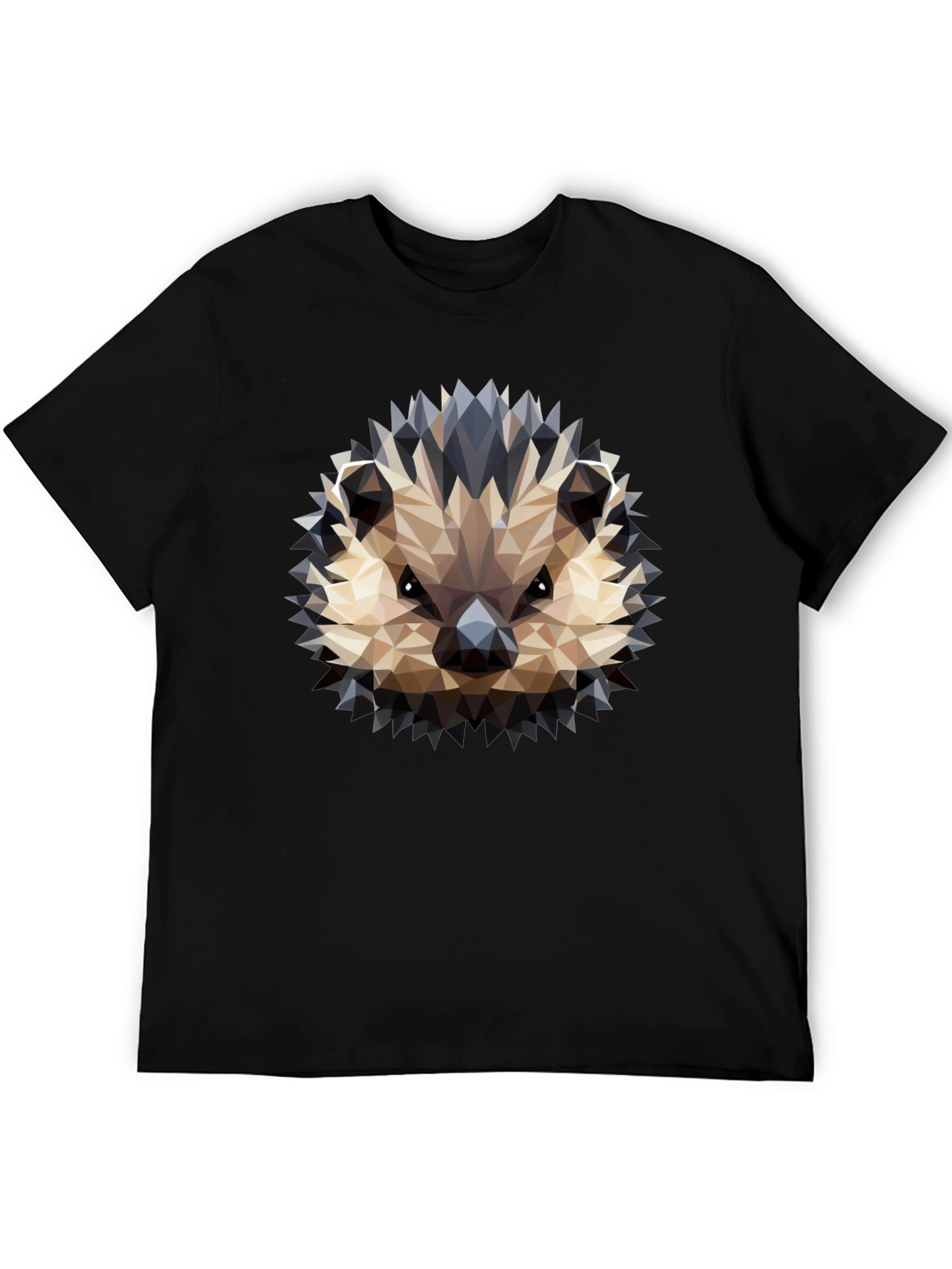 Black Geometric Hedgehog Graphic Black T-Shirt view 5