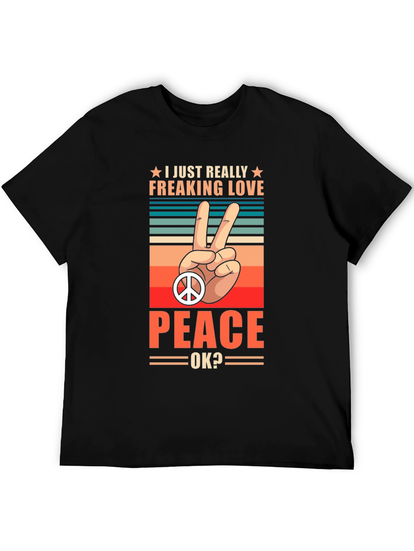 Black Peace Love T-Shirt - Retro Graphic Tee view 5