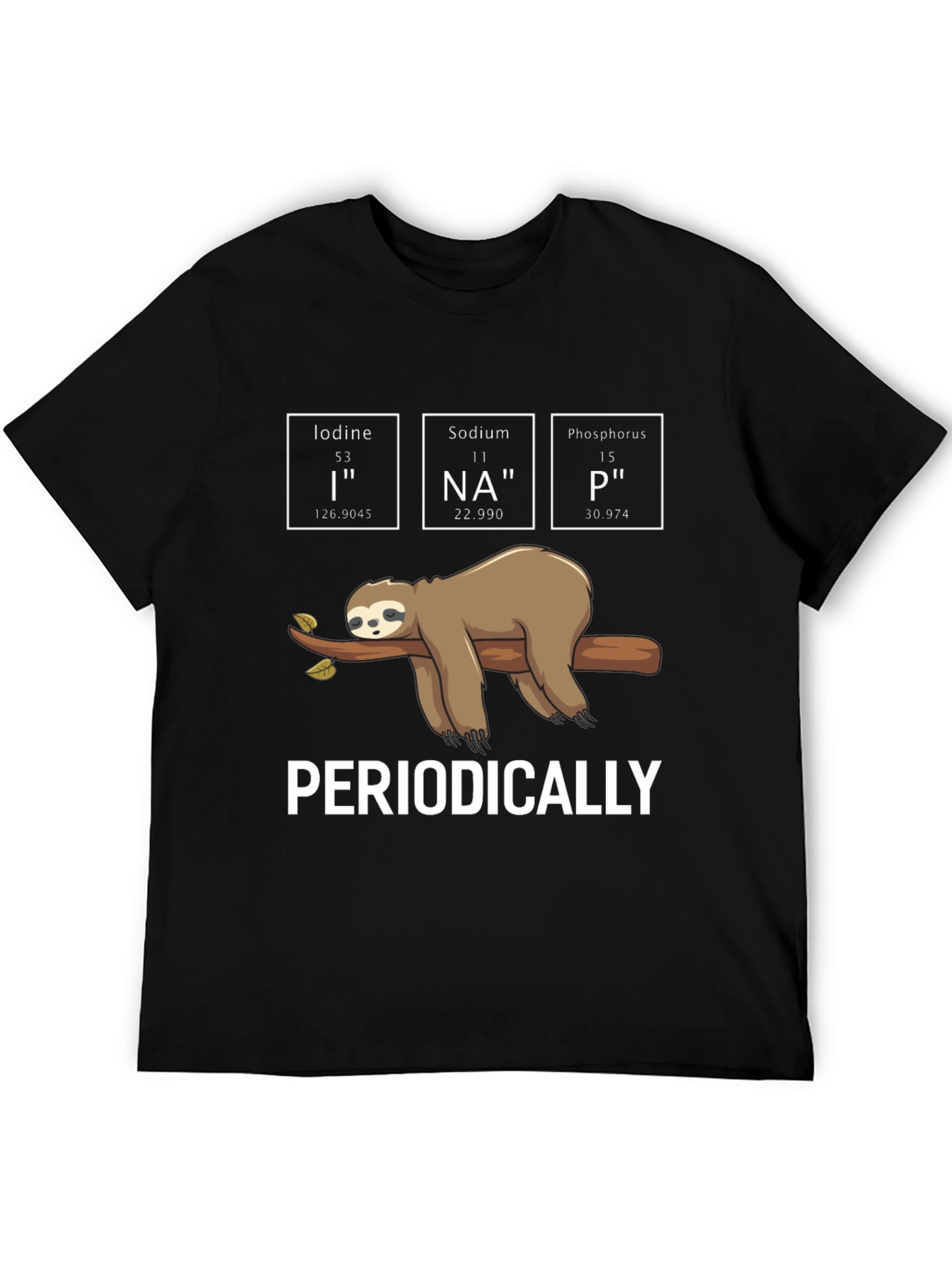 Black Periodically Sloth T-Shirt - Science Pun Tee view 5