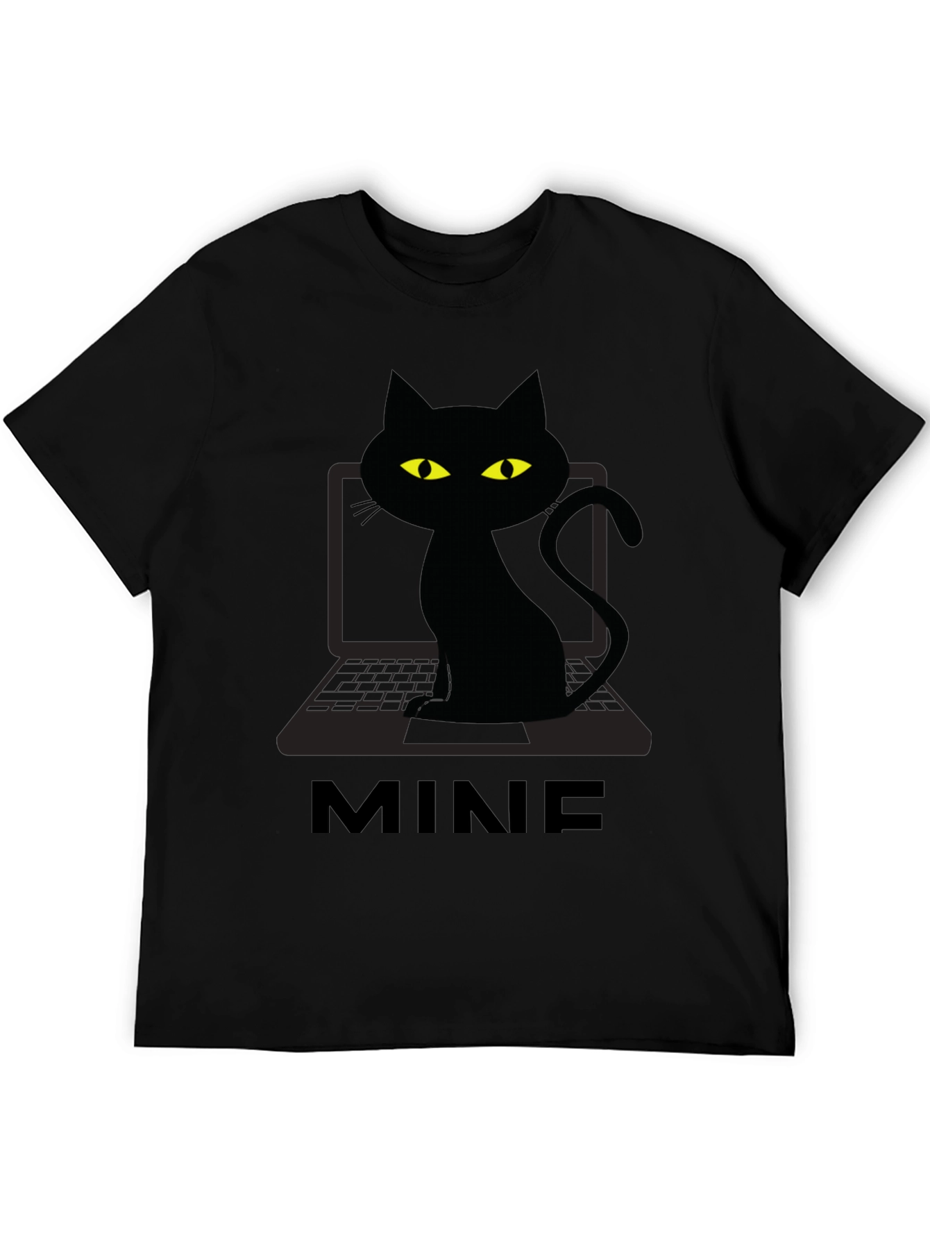 Black MINE Cat Laptop Graphic Tee - Black view 5