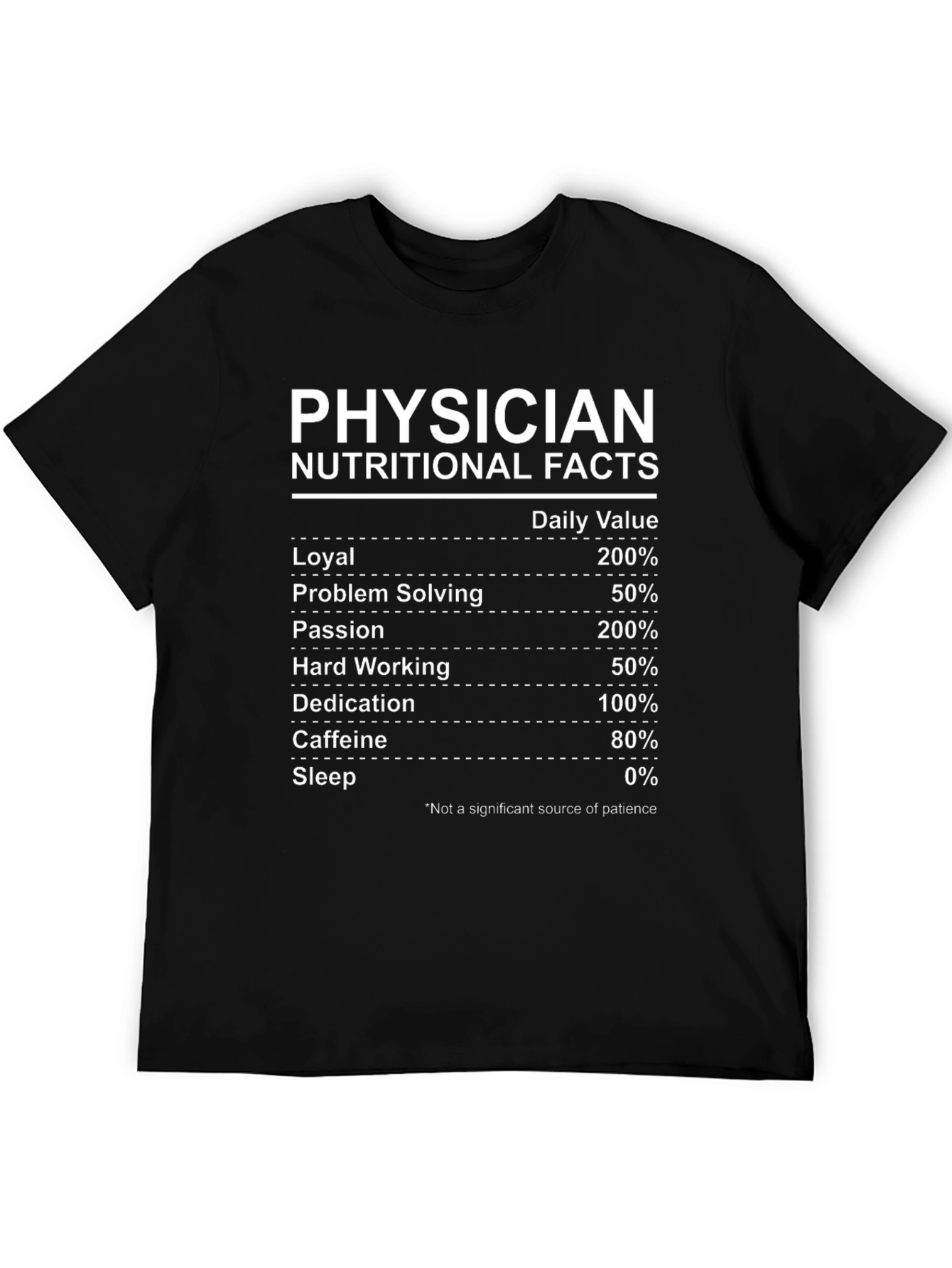 Black Physician Nutritional Facts Graphic Tee view 5