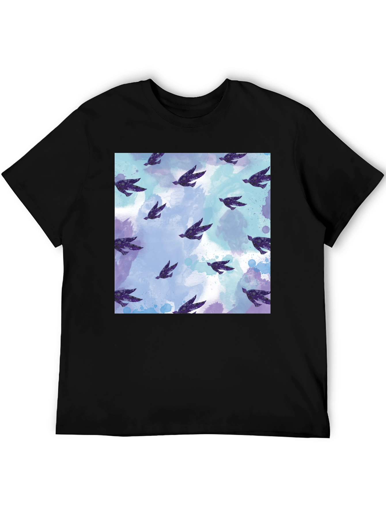 Black Bird Pattern Tee - Soft Cotton Blend Comfort view 5